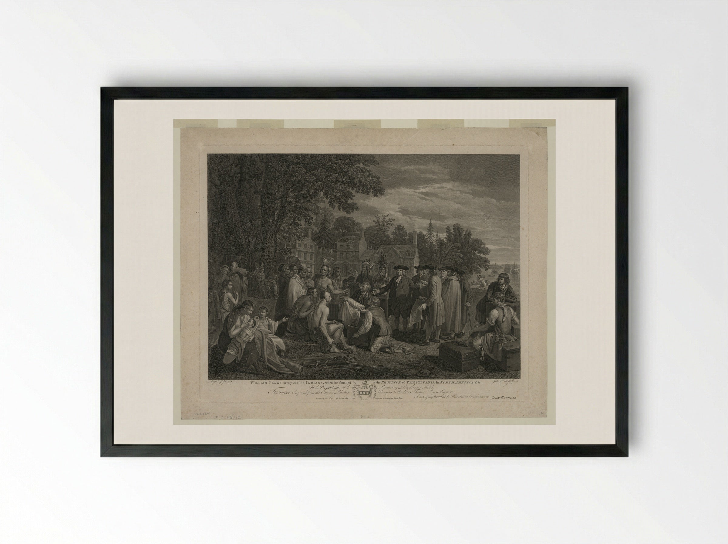 The Treaty of Penn with the Indians - Benjamin West - Framed Print Black