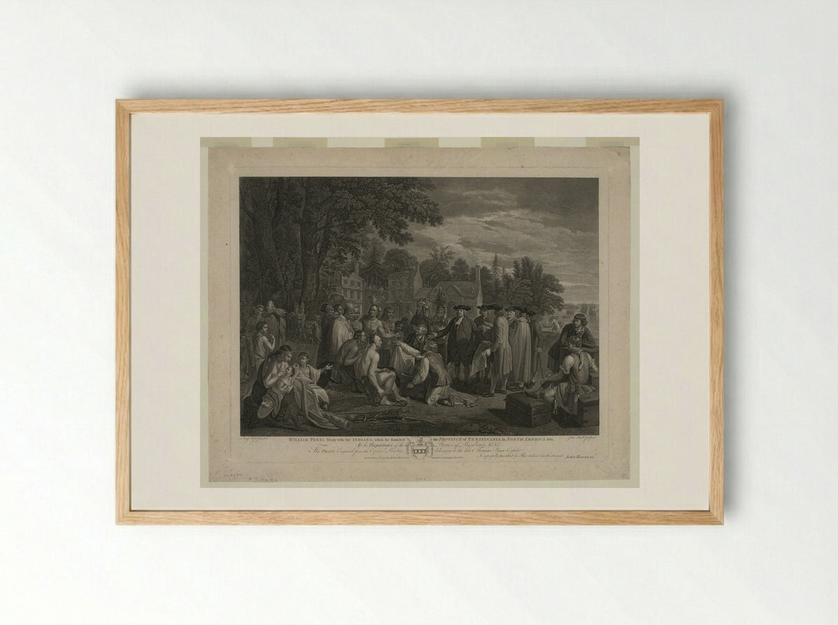 The Treaty of Penn with the Indians - Benjamin West - Framed Print Wood