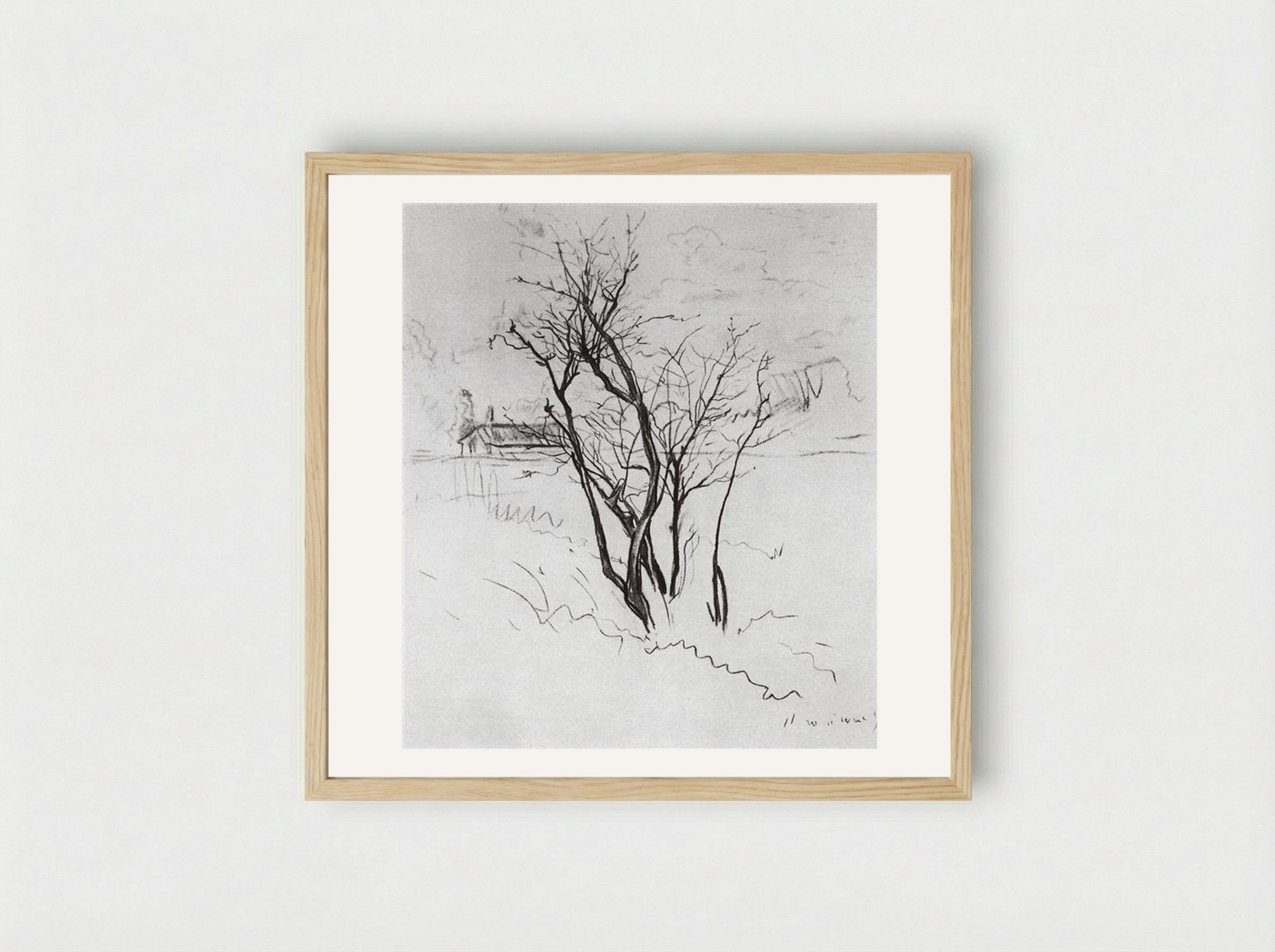 The Tree in the Field - Konstantin Somov - Framed Print Wood