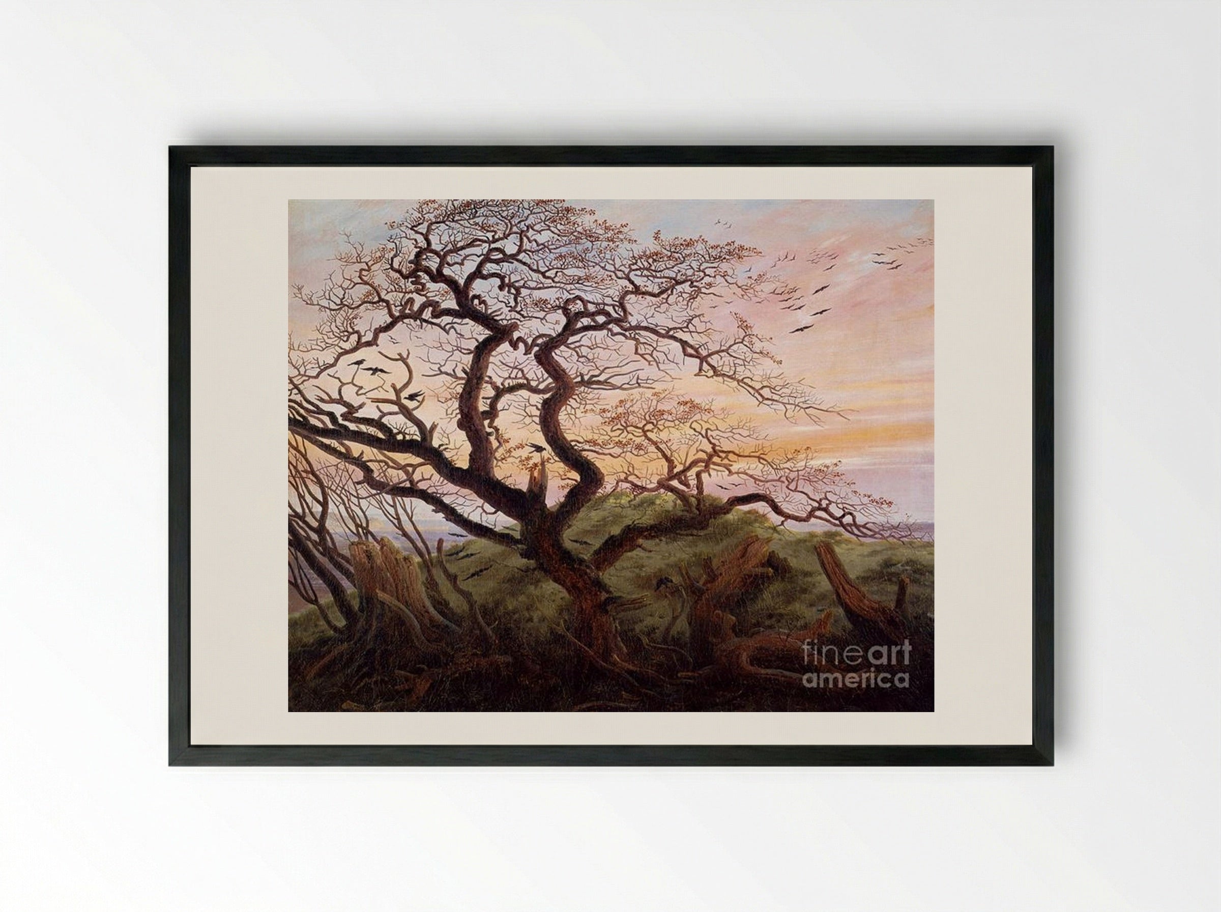 The Tree of Crows - Caspar David Friedrich - Framed Print Black