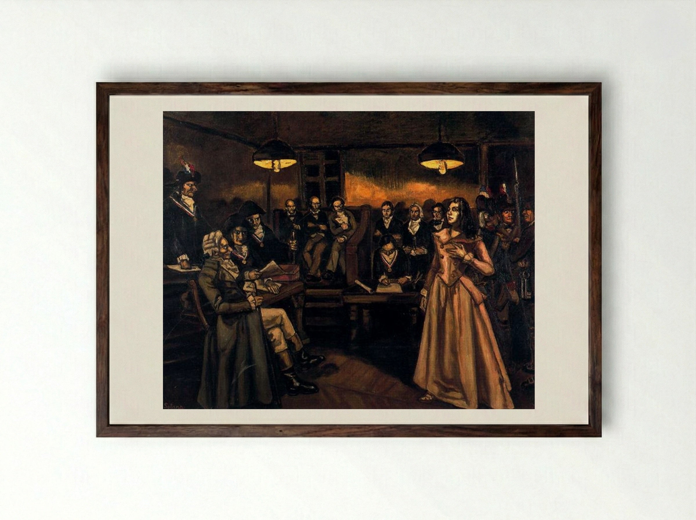 The Trial of Madame Roland - José Gutiérrez Solana - Framed Print Dark Wood