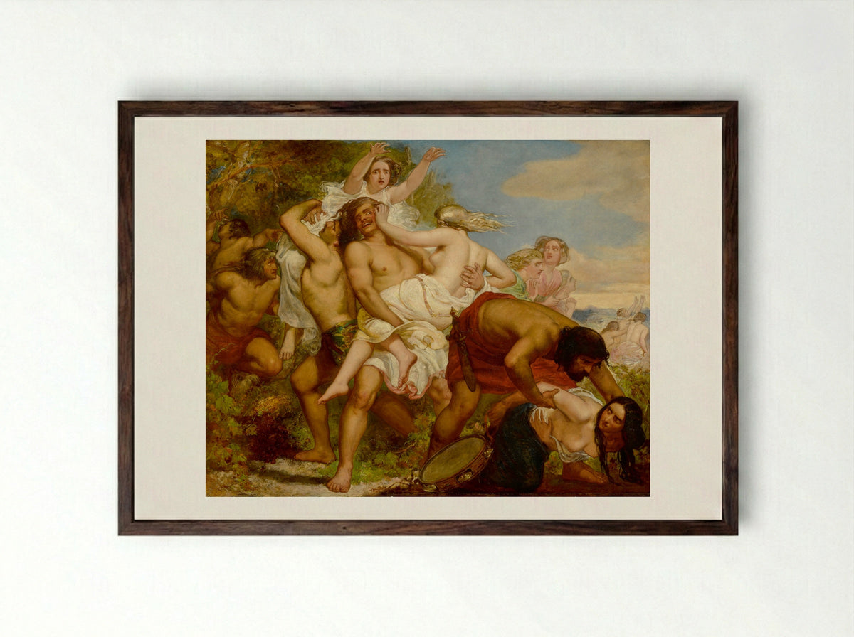 The Tribe of Benjamin Seizing the Daughters of Shiloh - John Everett Millais - Framed Print Dark Wood