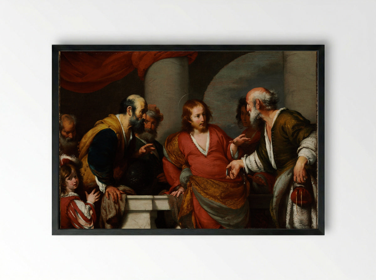 The Tribute Money - Bernardo Strozzi - Framed Print Black
