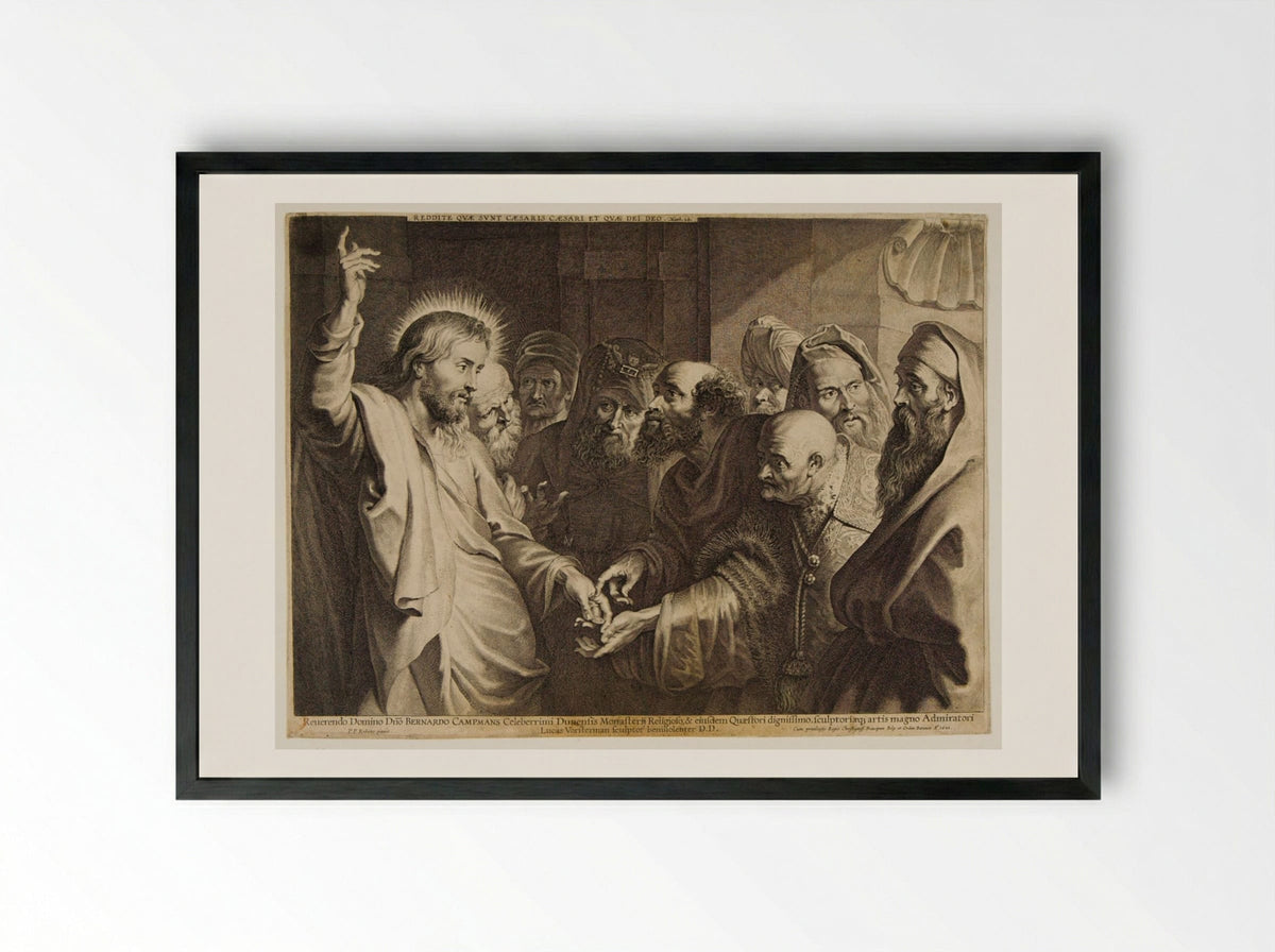 The Tribute Money - Lucas Vorsterman I - Framed Print Black