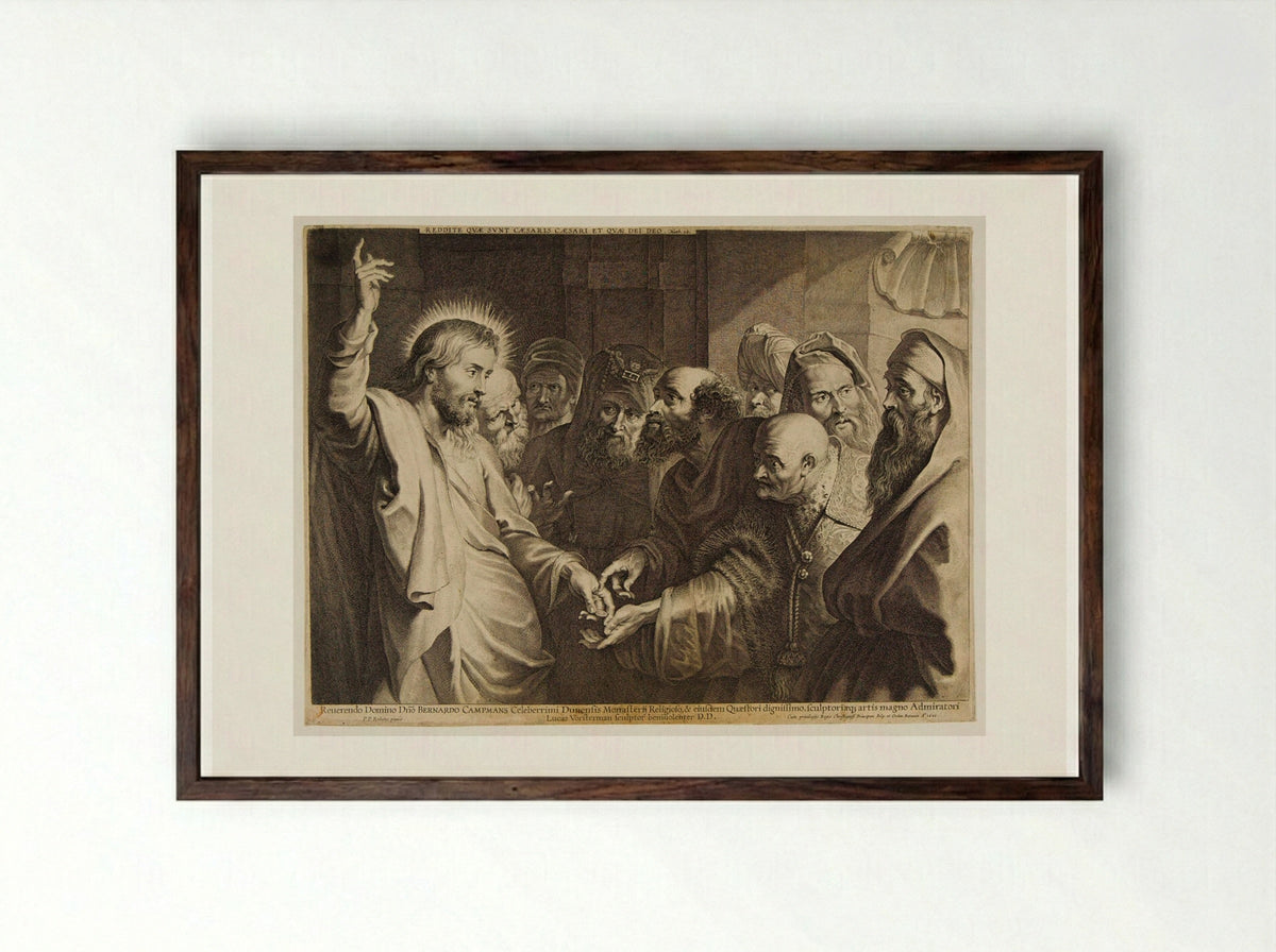 The Tribute Money - Lucas Vorsterman I - Framed Print Dark Wood