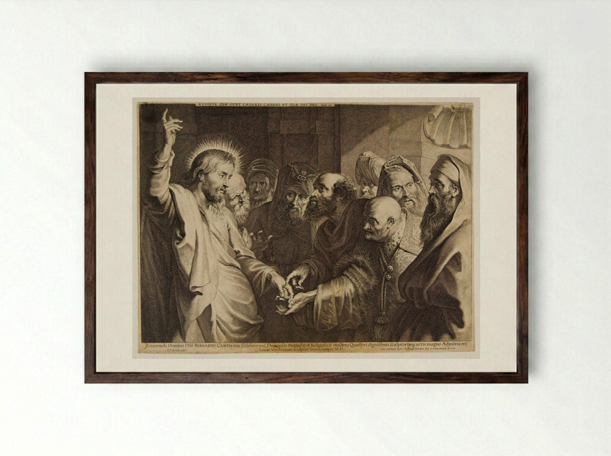The Tribute Money - Lucas Vorsterman I - Framed Print Dark Wood