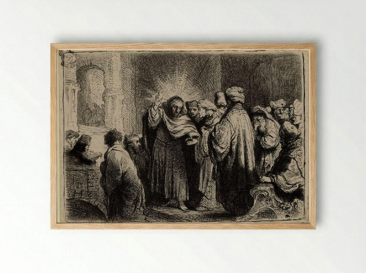 The Tribute Money - Rembrandt van Rijn - Framed Print Wood