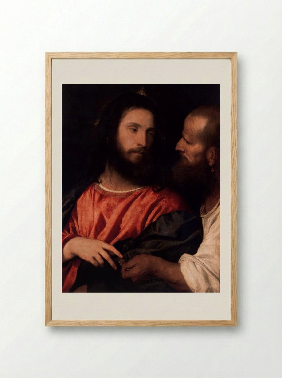 The Tribute Money - Titian - Framed Print Wood