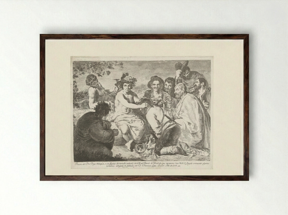 The Triumph of Bacchus (After Velázquez) - Francisco Goya - Framed Print Dark Wood