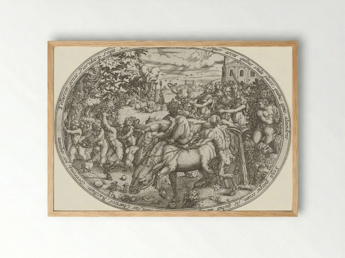The Triumph of Bacchus and Silenus: The Element Earth - Abraham van den Hecken - Framed Print Wood