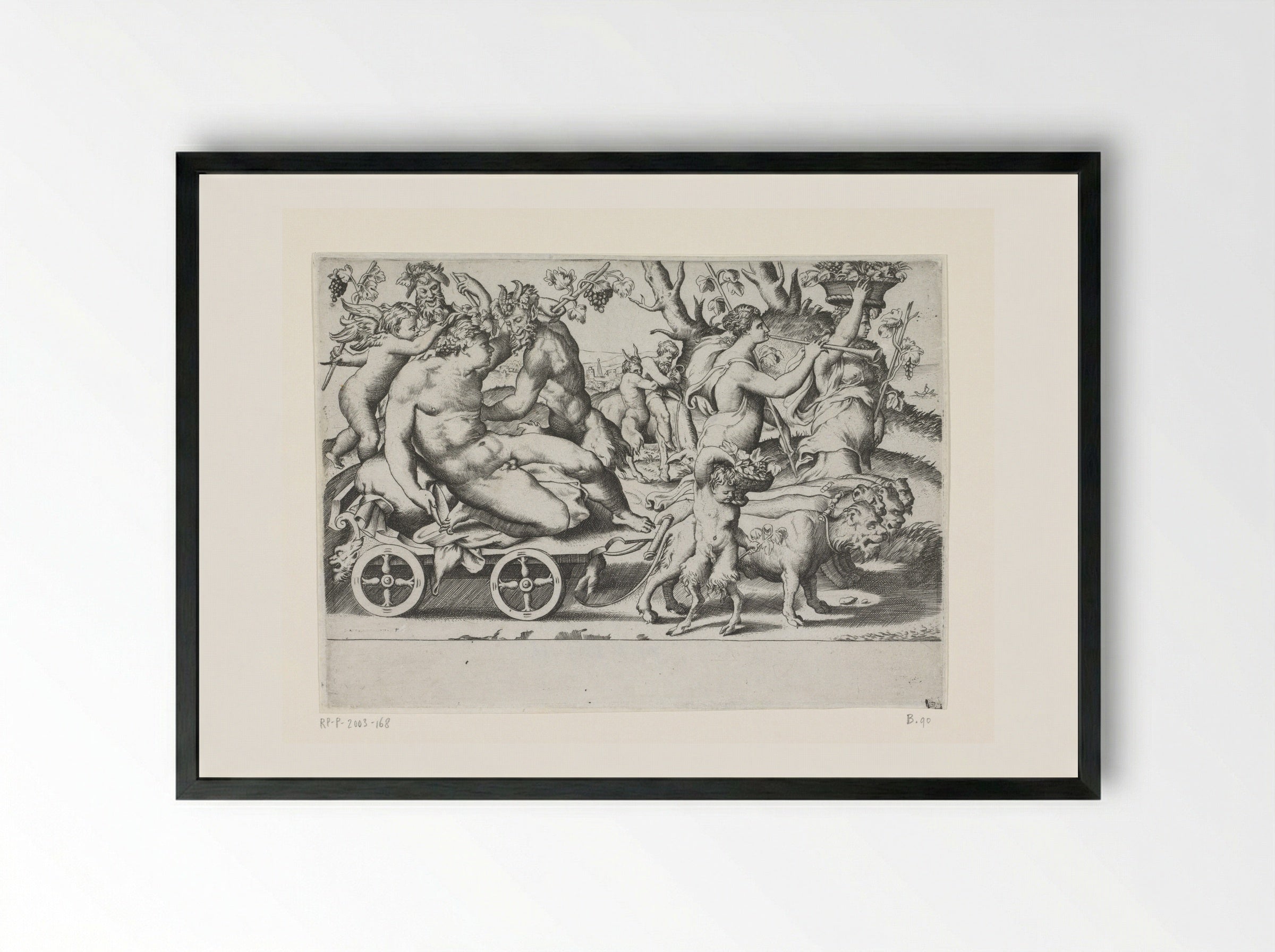 The Triumph of Bacchus - Giulio Bonasone - Framed Print Black