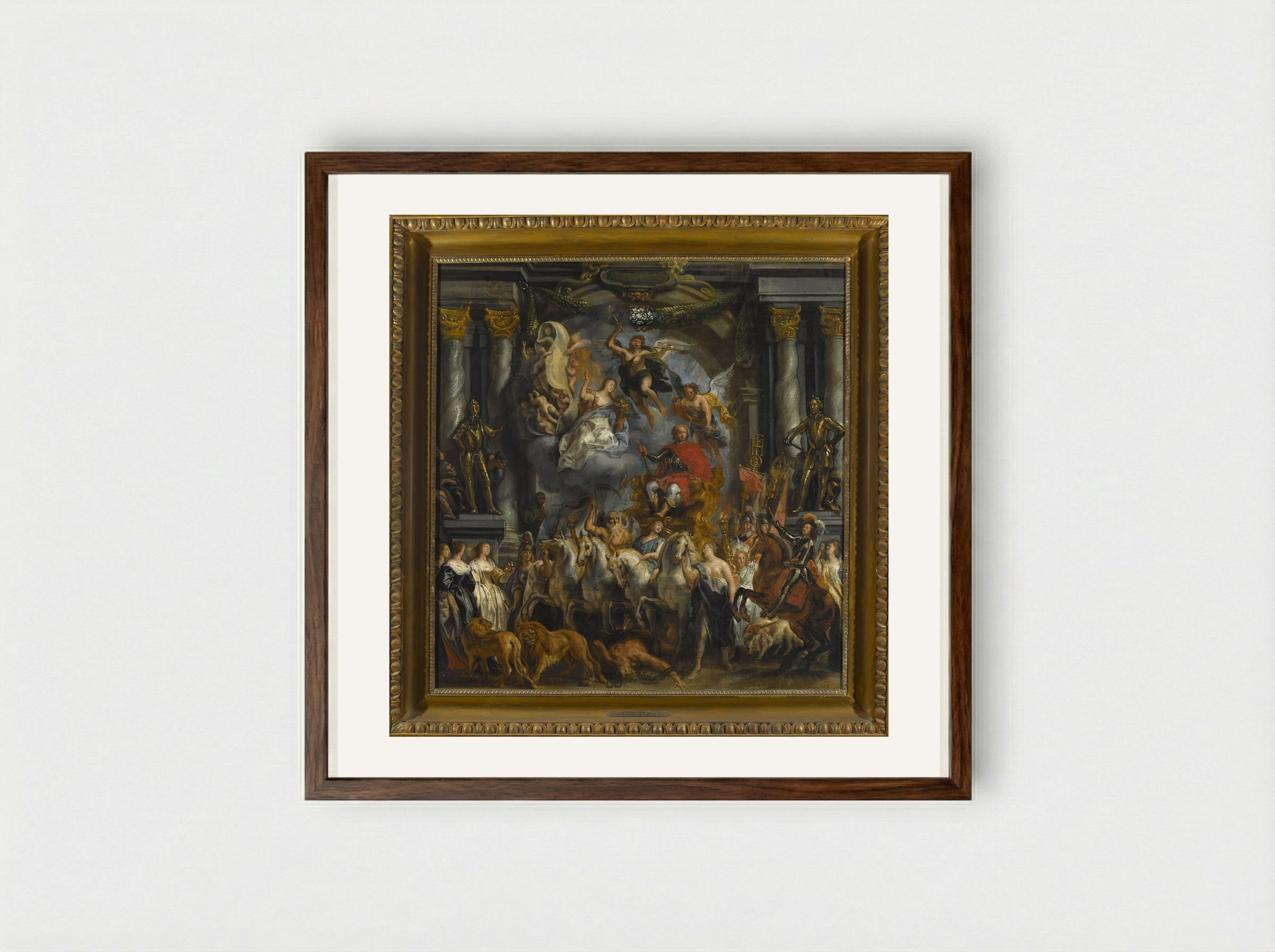The Triumph of Frederic-Henri - Jacob Jordaens - Framed Print Dark Wood