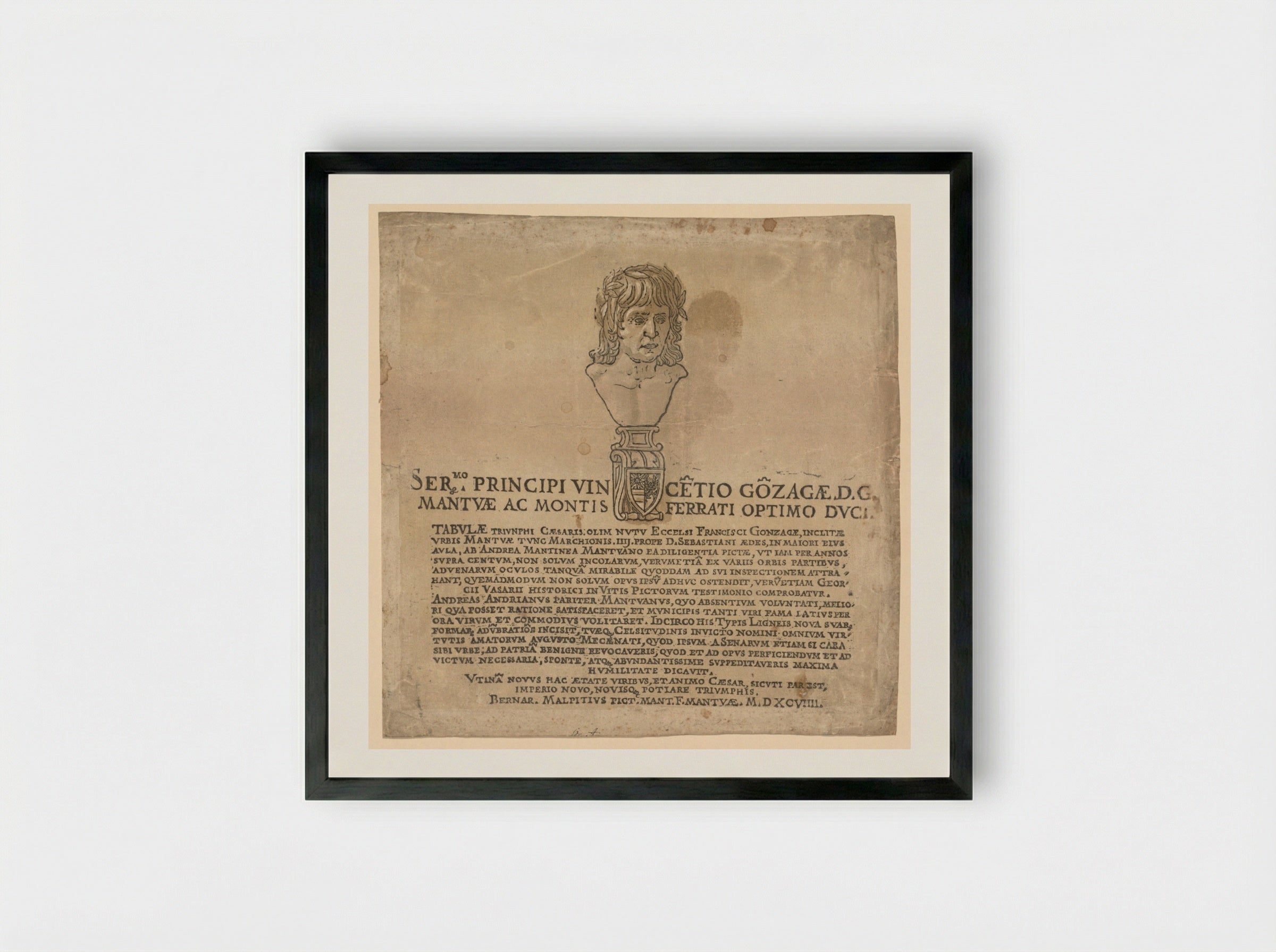 The Triumph of Julius Caesar (Title Page) - Andrea Andreani - Framed Print Black