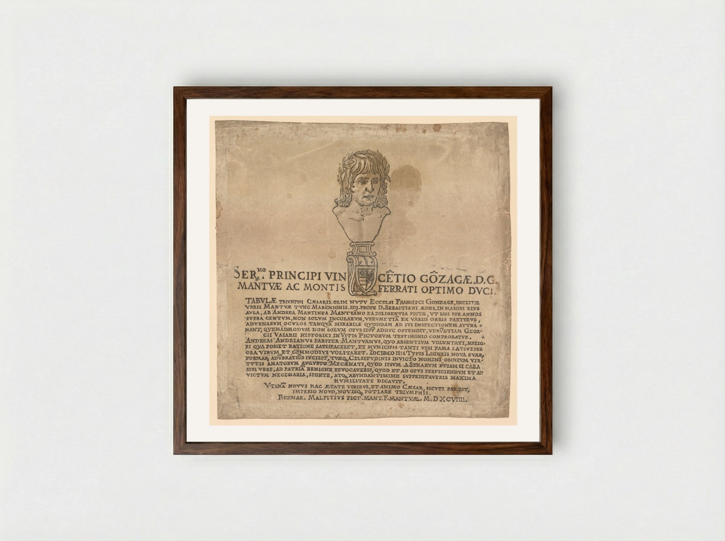 The Triumph of Julius Caesar (Title Page) - Andrea Andreani - Framed Print Dark Wood