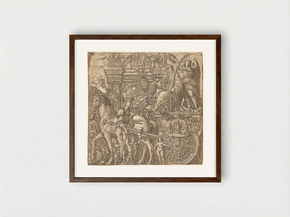 The Triumph of Julius Caesar: Caesar Triumphant - Andrea Andreani - Framed Print Dark Wood