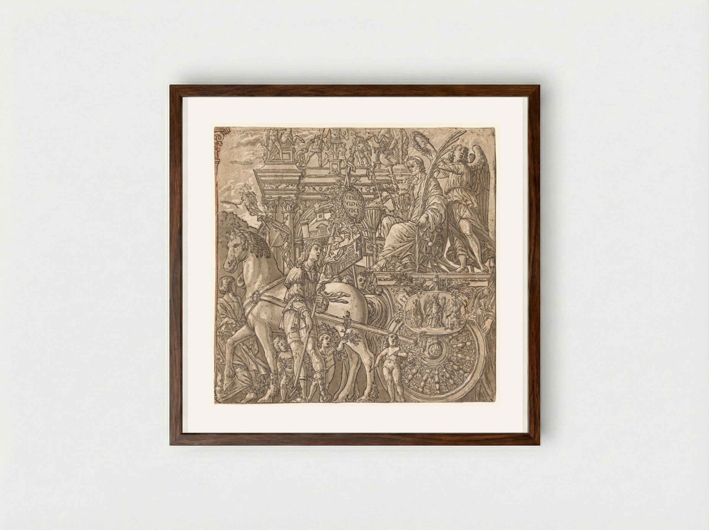 The Triumph of Julius Caesar: Caesar Triumphant - Andrea Andreani - Framed Print Dark Wood