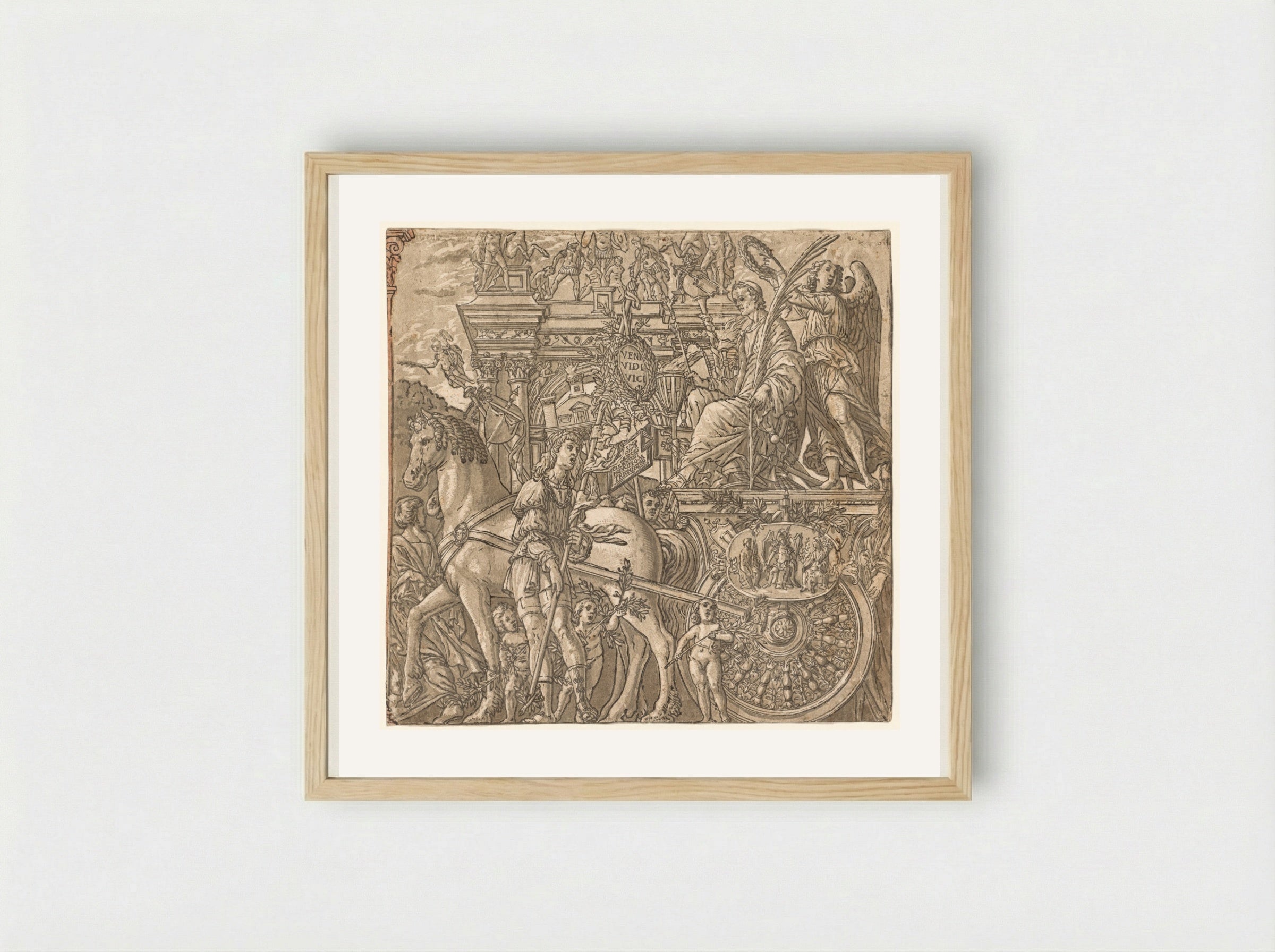 The Triumph of Julius Caesar: Caesar Triumphant - Andrea Andreani - Framed Print Wood