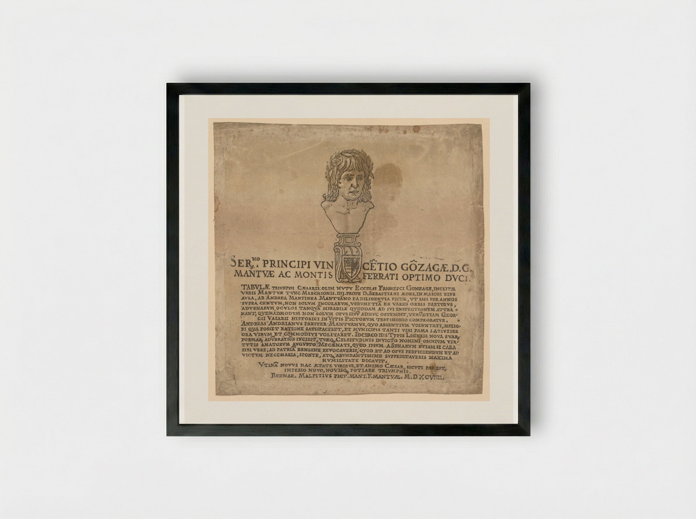 The Triumph of Julius Caesar: Frontispiece - Andrea Andreani - Framed Print Black