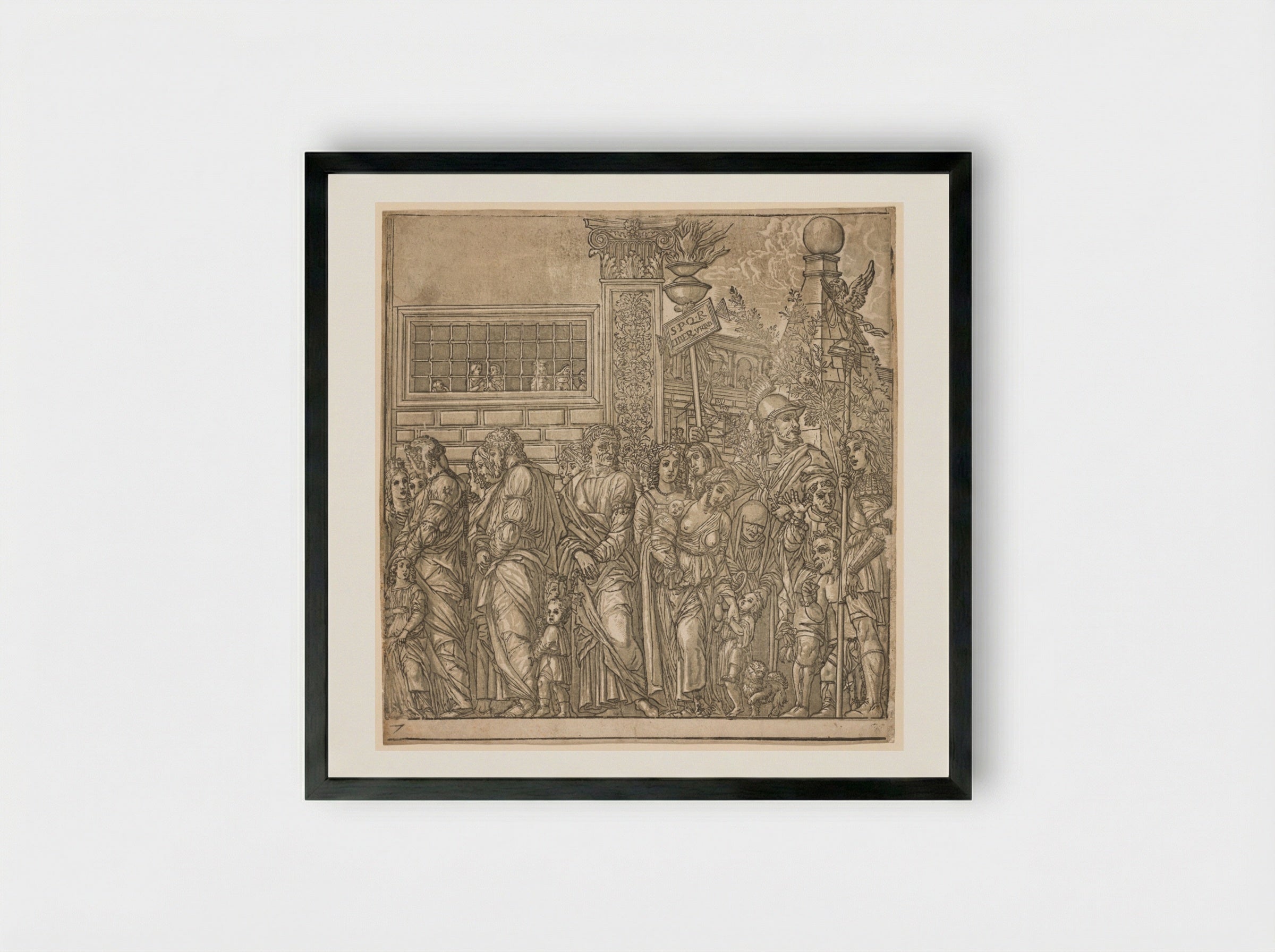 The Triumph of Julius Caesar: Procession of Men, Women and Children - Andrea Andreani - Framed Print Black