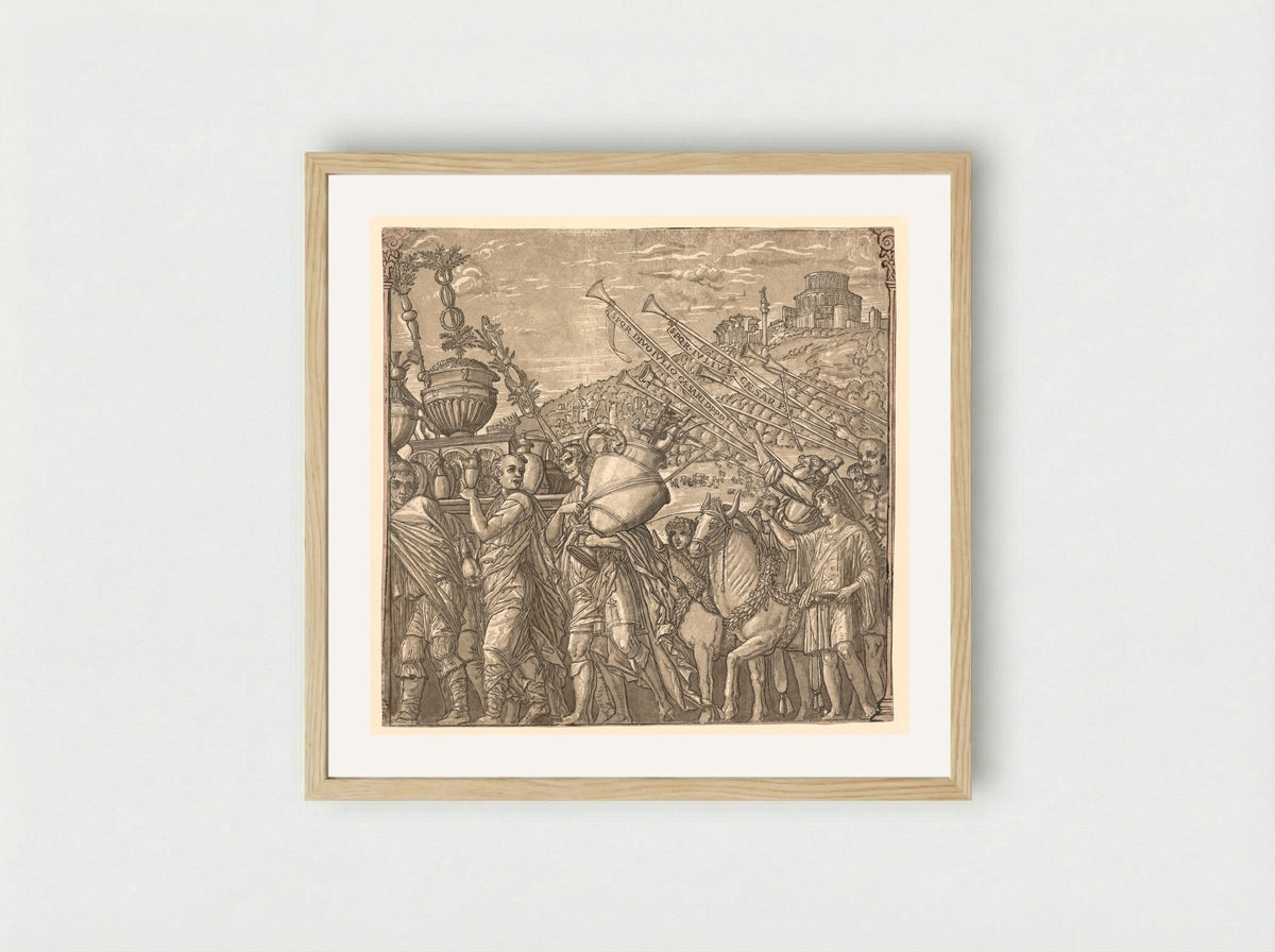 The Triumph of Julius Caesar: Soldiers Carrying Vases - Andrea Andreani - Framed Print Wood