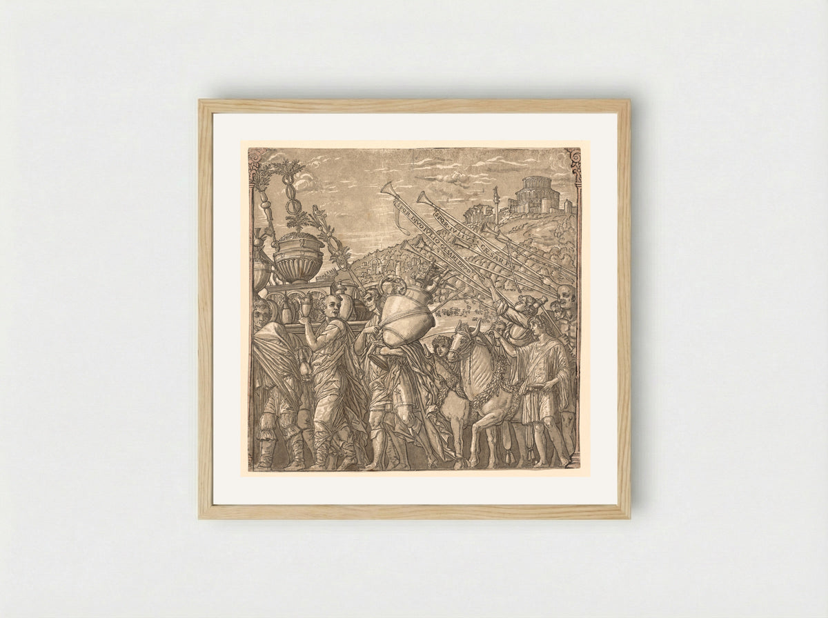 The Triumph of Julius Caesar: Soldiers Carrying Vases - Andrea Andreani - Framed Print Wood