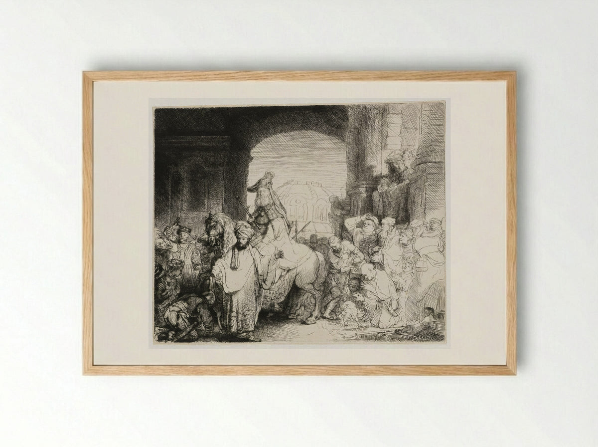 The Triumph of Mordecai - Rembrandt van Rijn - Framed Print Wood