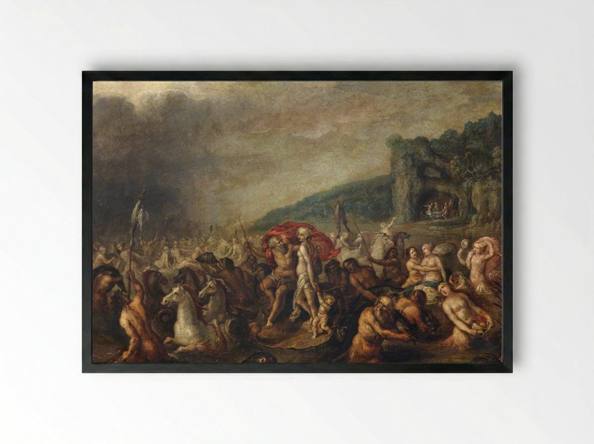The Triumph of Neptune and Amphitrite - Frans Francken the Younger - Framed Print Black