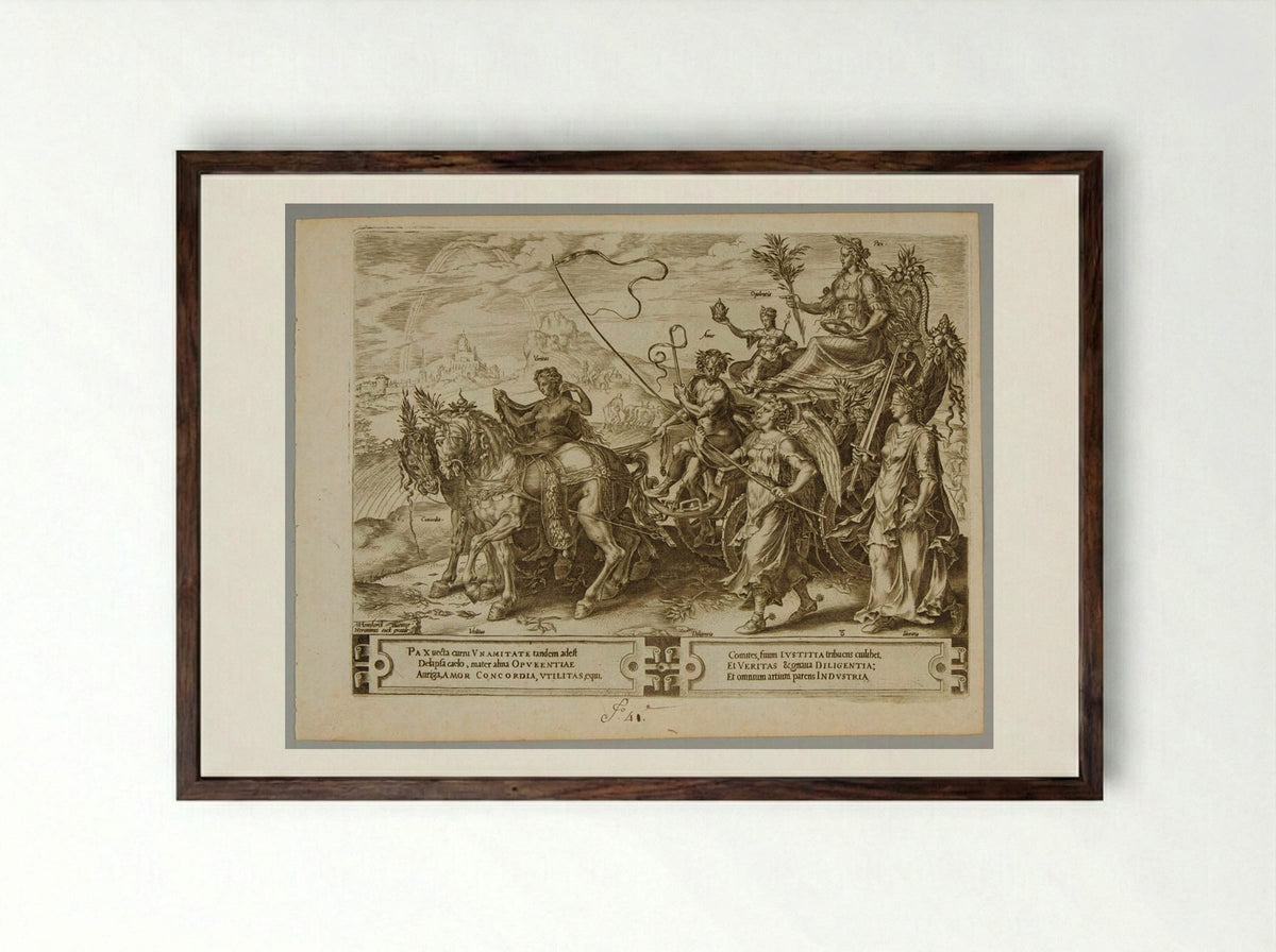 The Triumph of Peace - Cornelis Cort - Framed Print Dark Wood