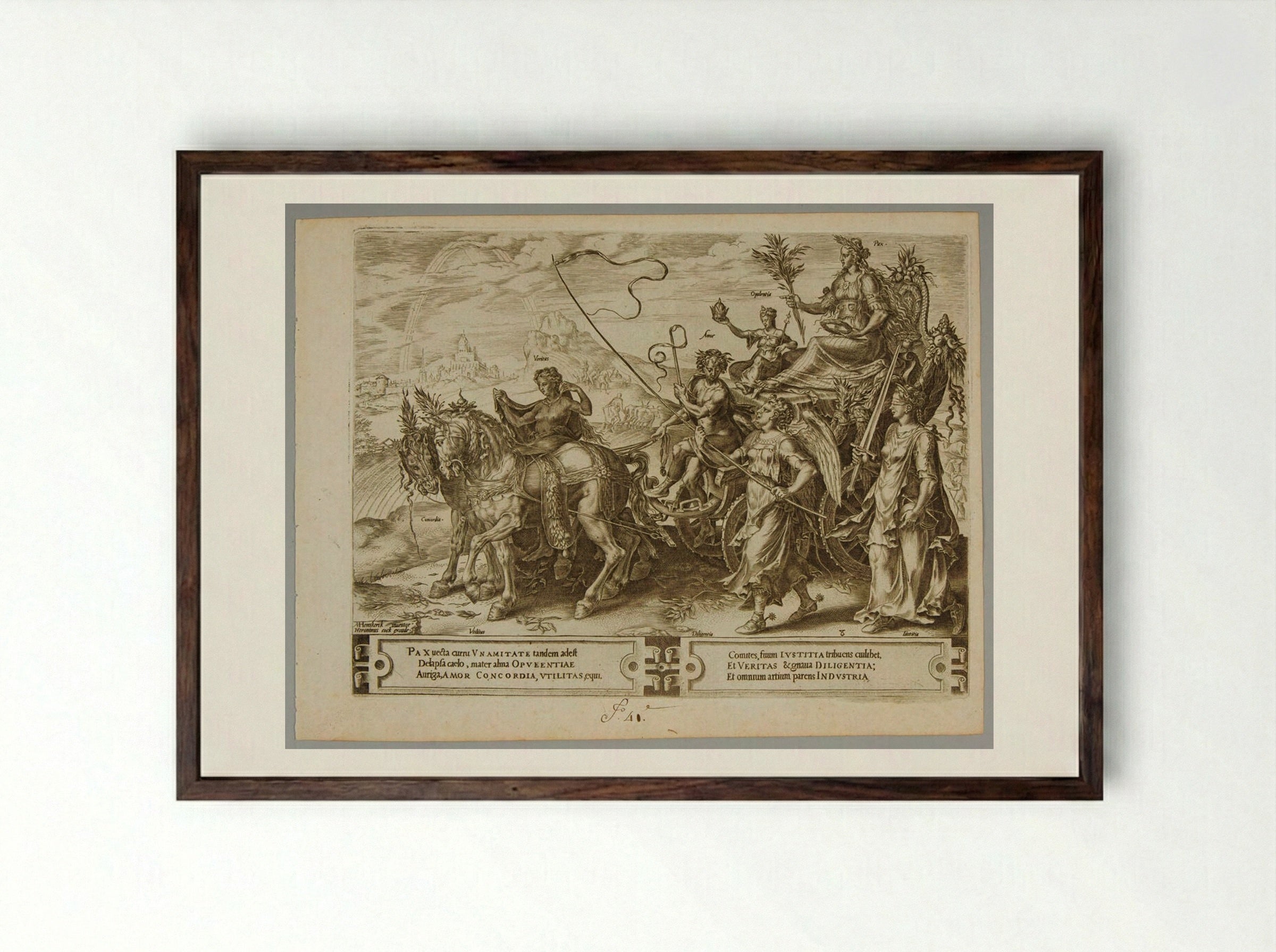 The Triumph of Peace - Cornelis Cort - Framed Print Dark Wood
