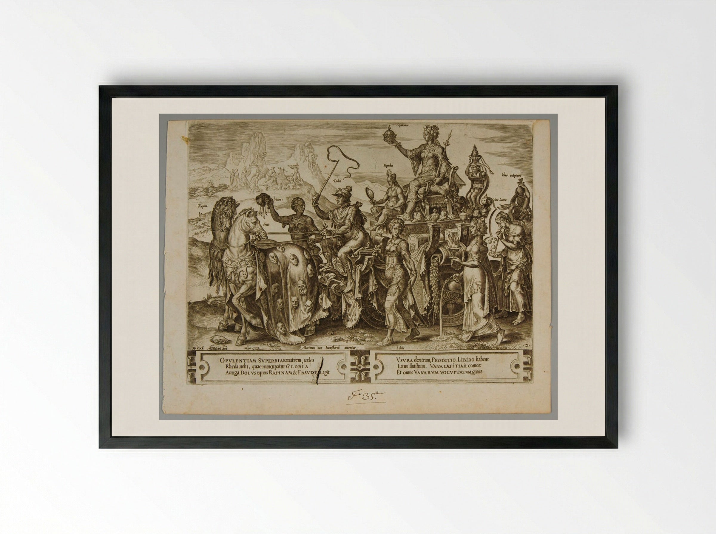 The Triumph of Riches - Cornelis Cort - Framed Print Black