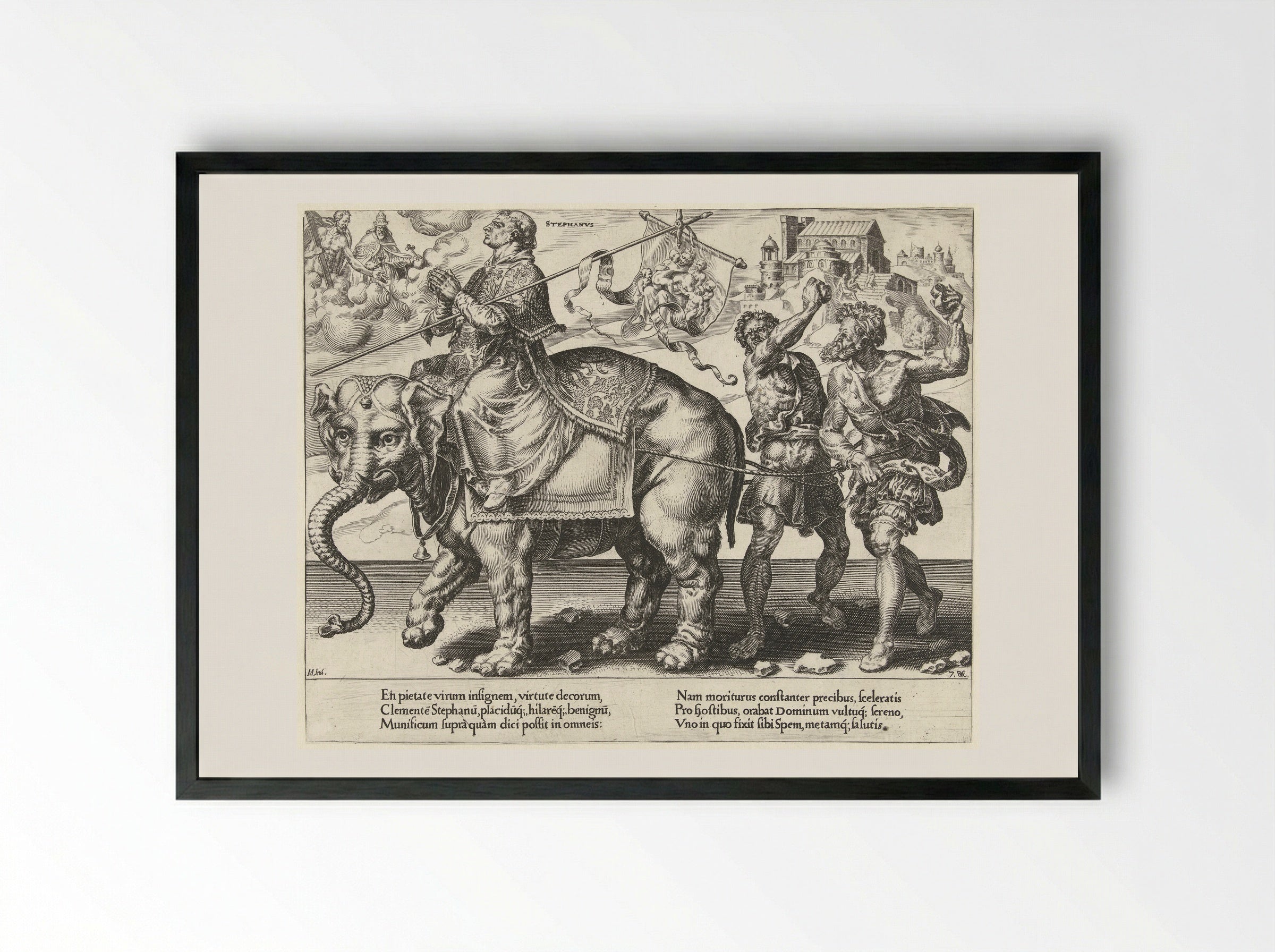 The Triumph of Saint Stephen - Hieronymus Cock - Framed Print Black