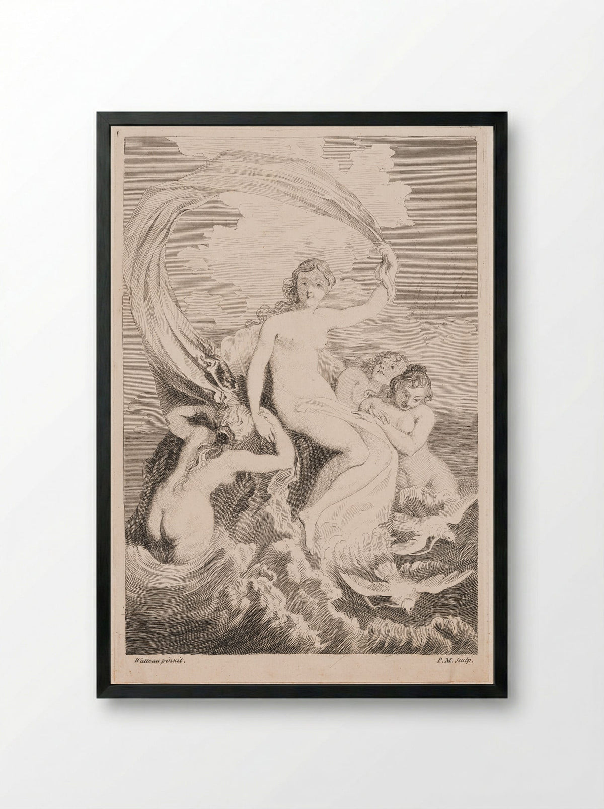 The Triumph of Venus - Philippe Mercier - Framed Print Black