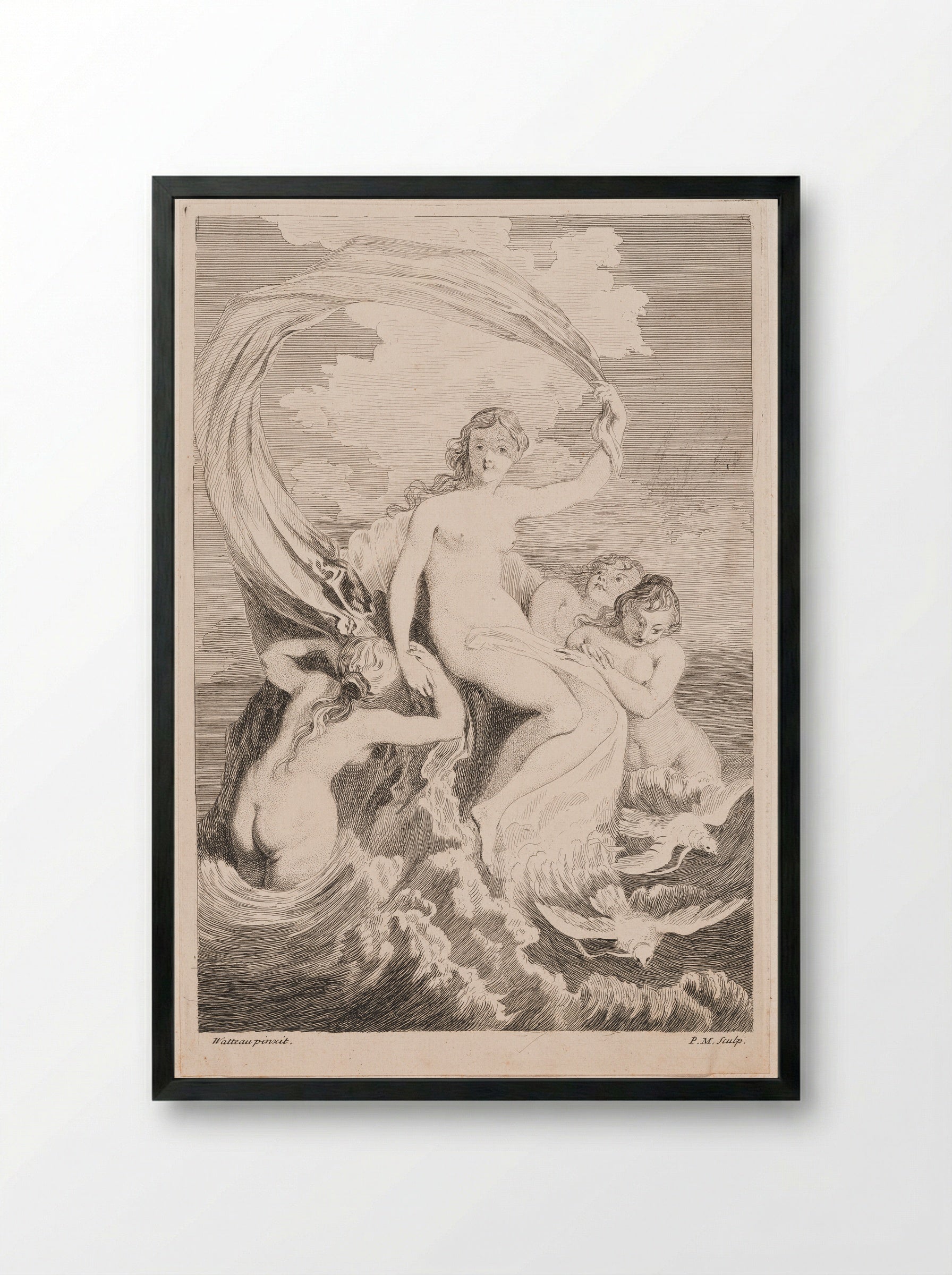 The Triumph of Venus - Philippe Mercier - Framed Print Black