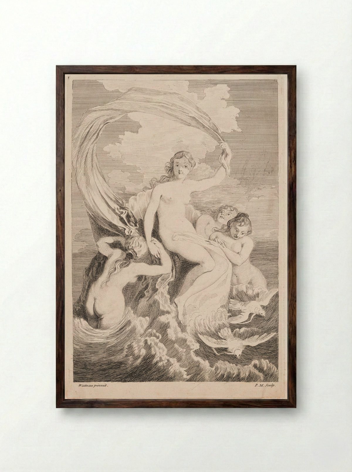 The Triumph of Venus - Philippe Mercier - Framed Print Dark Wood
