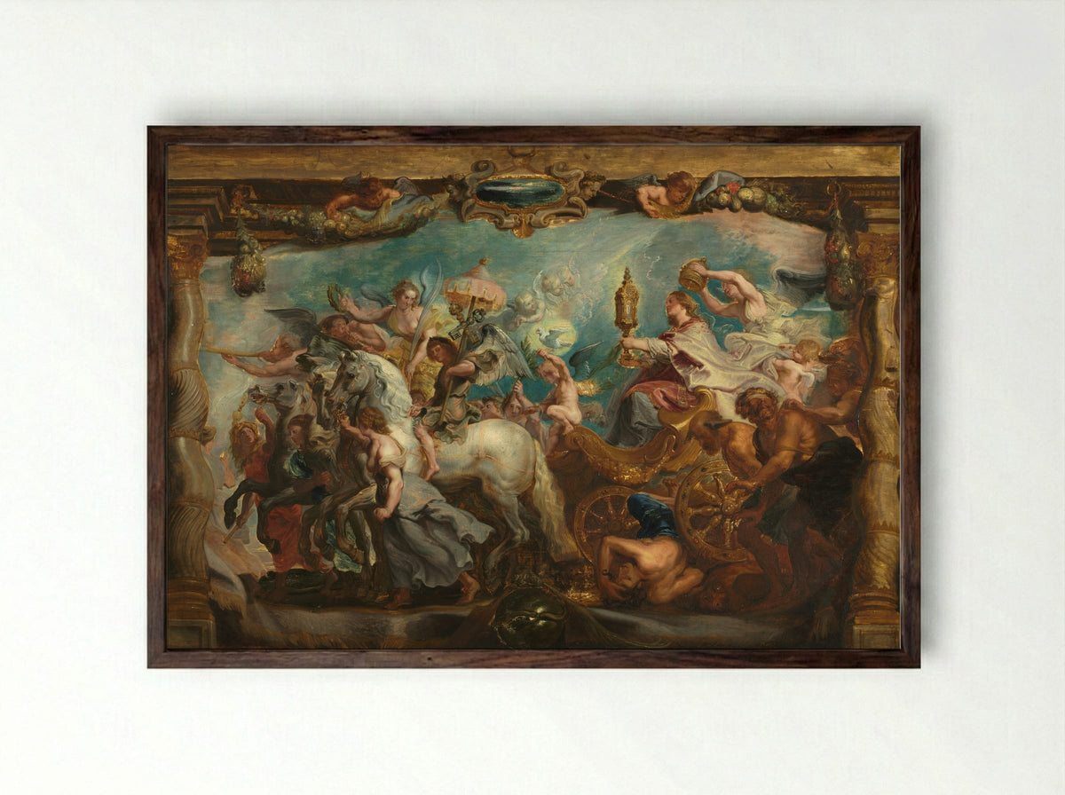 The Triumph of the Church - Peter Paul Rubens - Framed Print Dark Wood