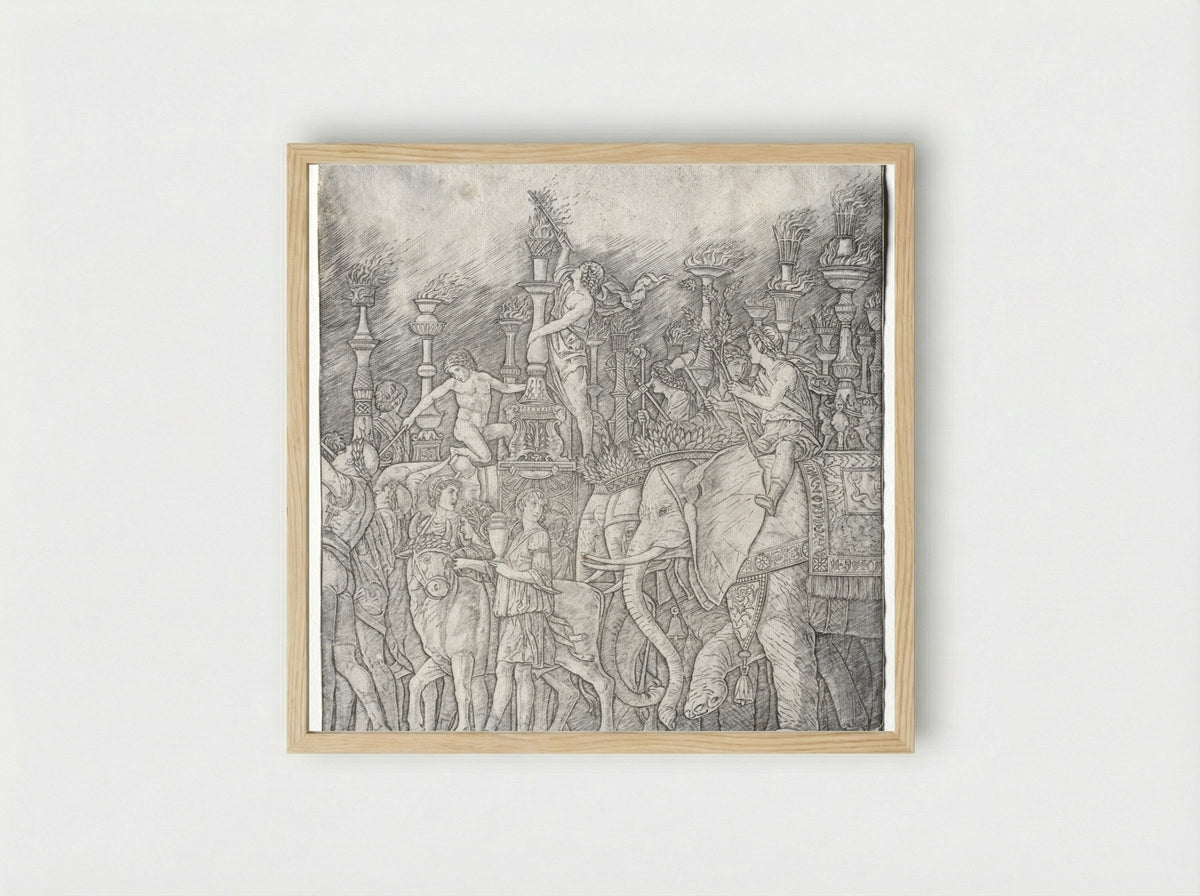 The Triumphs of Caesar: The Elephants - Giovanni Antonio da Brescia - Framed Print Wood