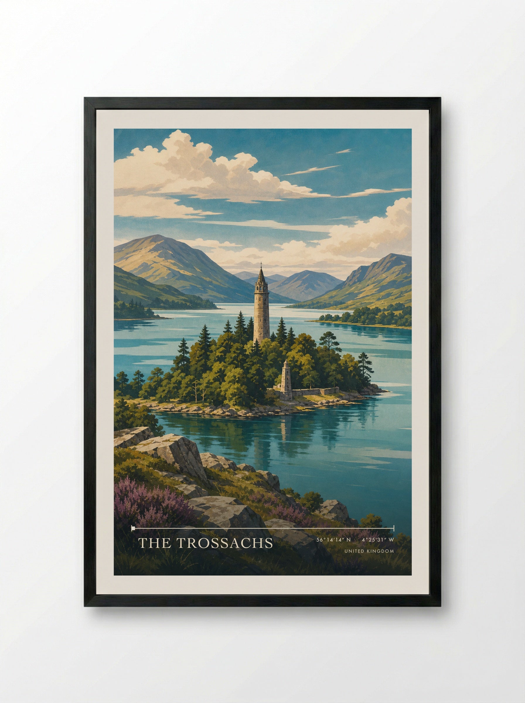 The Trossachs United Kingdom Travel Poster - Framed Print Black