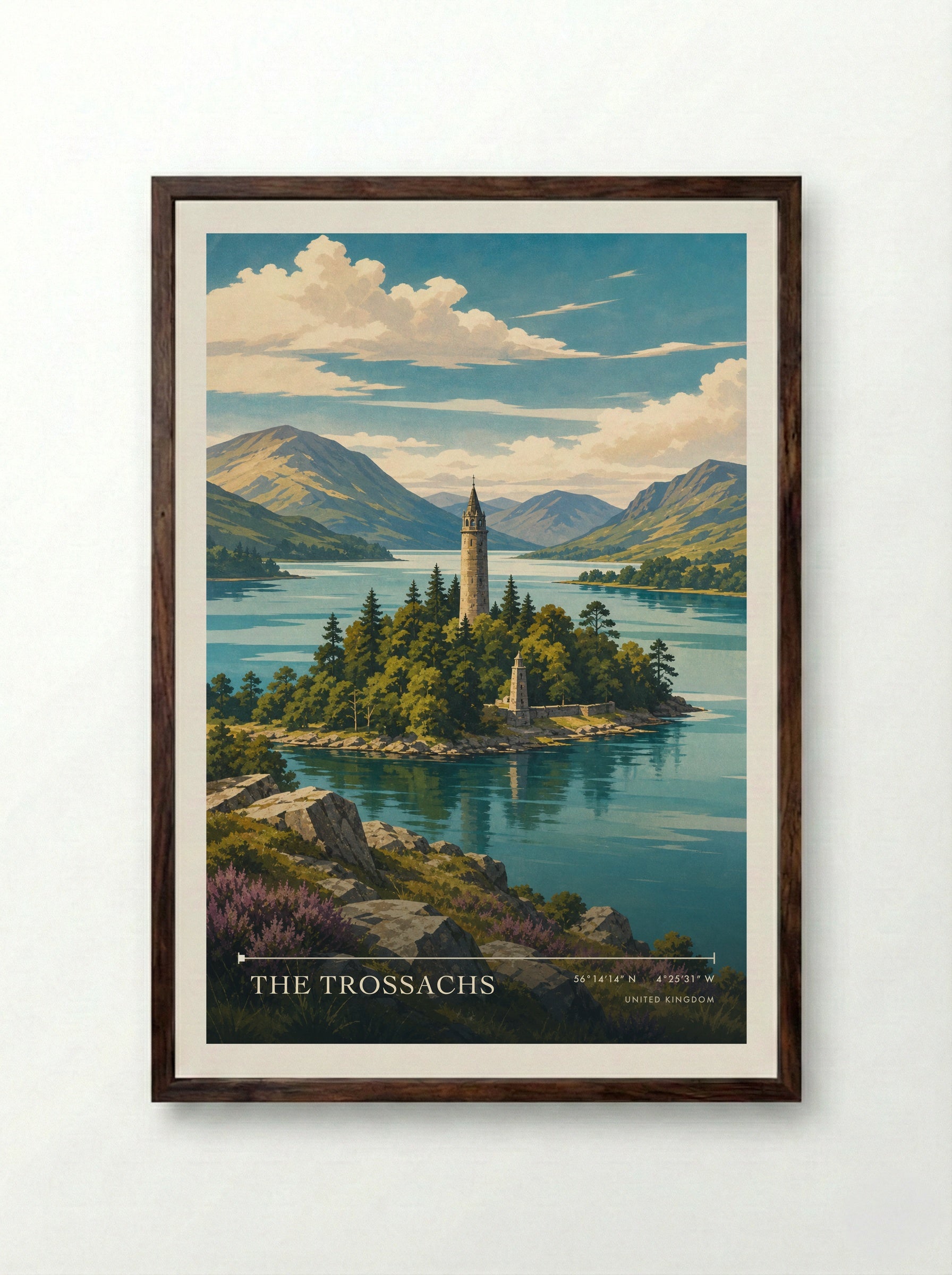 The Trossachs United Kingdom Travel Poster - Framed Print Dark Wood