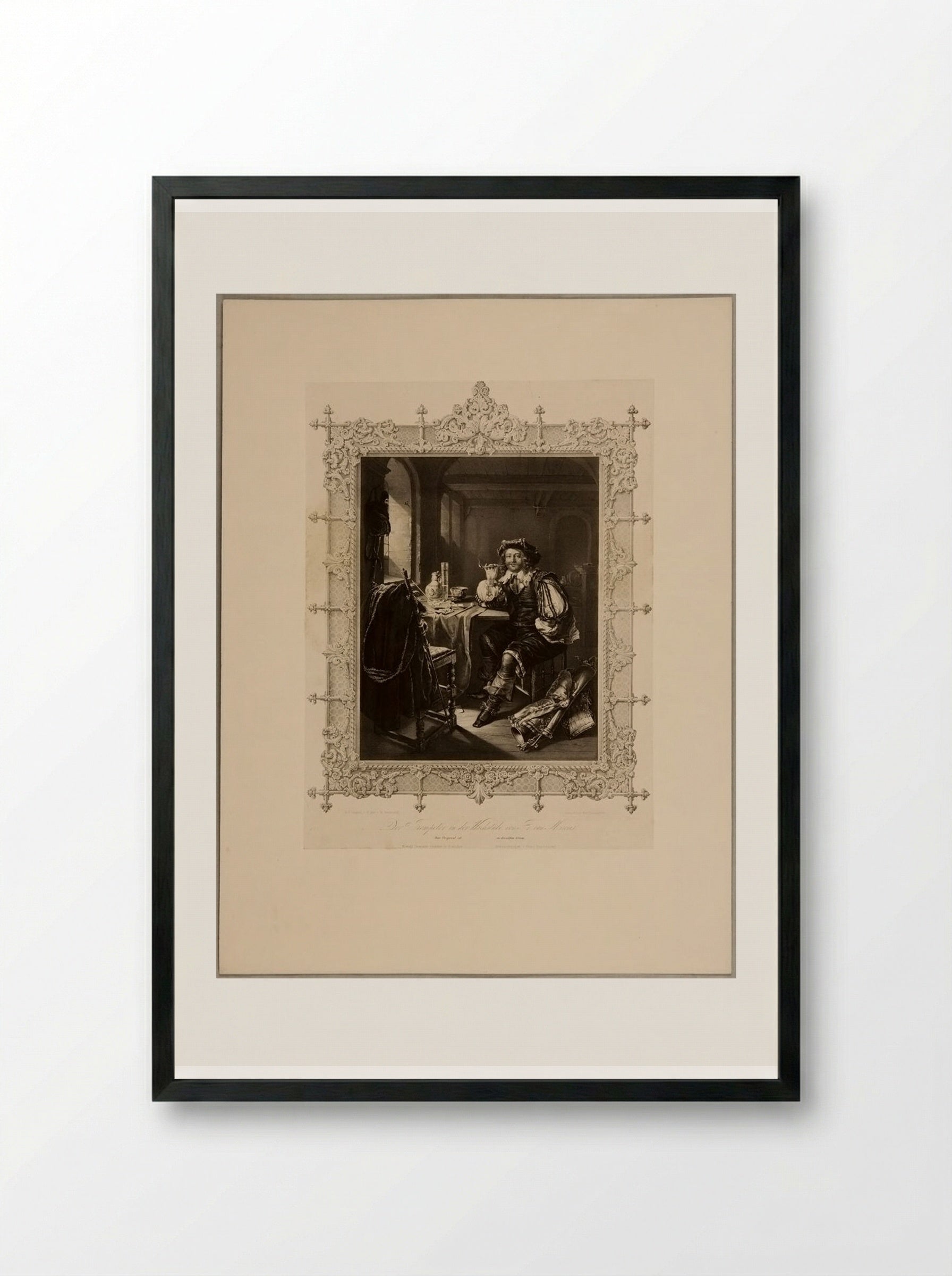 The Trumpeter at the Guardhouse - Franz Hanfstaengl - Framed Print Black