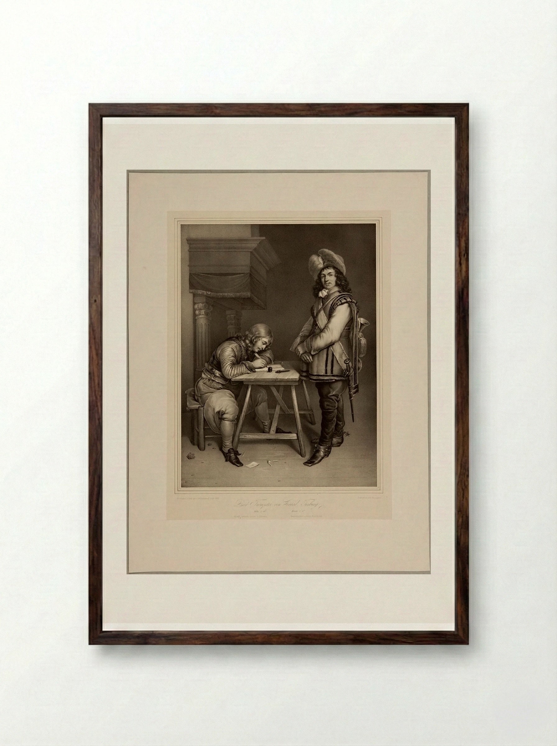 The Trumpeter - Franz Hanfstaengl - Framed Print Dark Wood