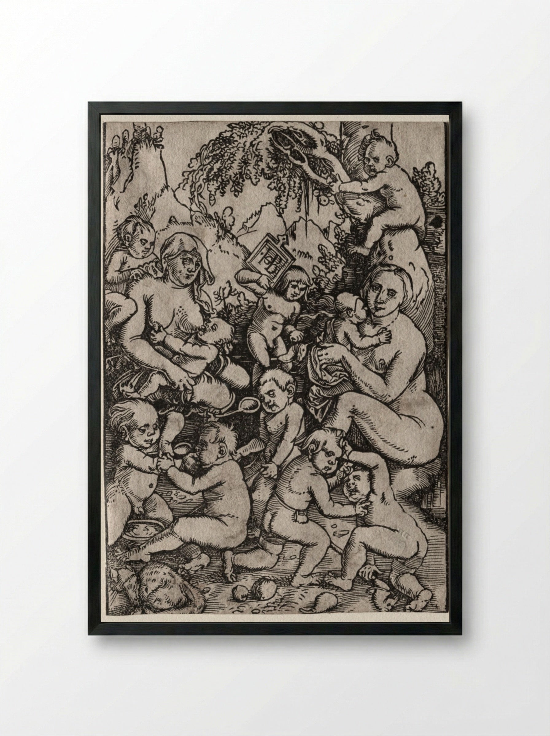 The Two Mothers - Hans Baldung - Framed Print Black