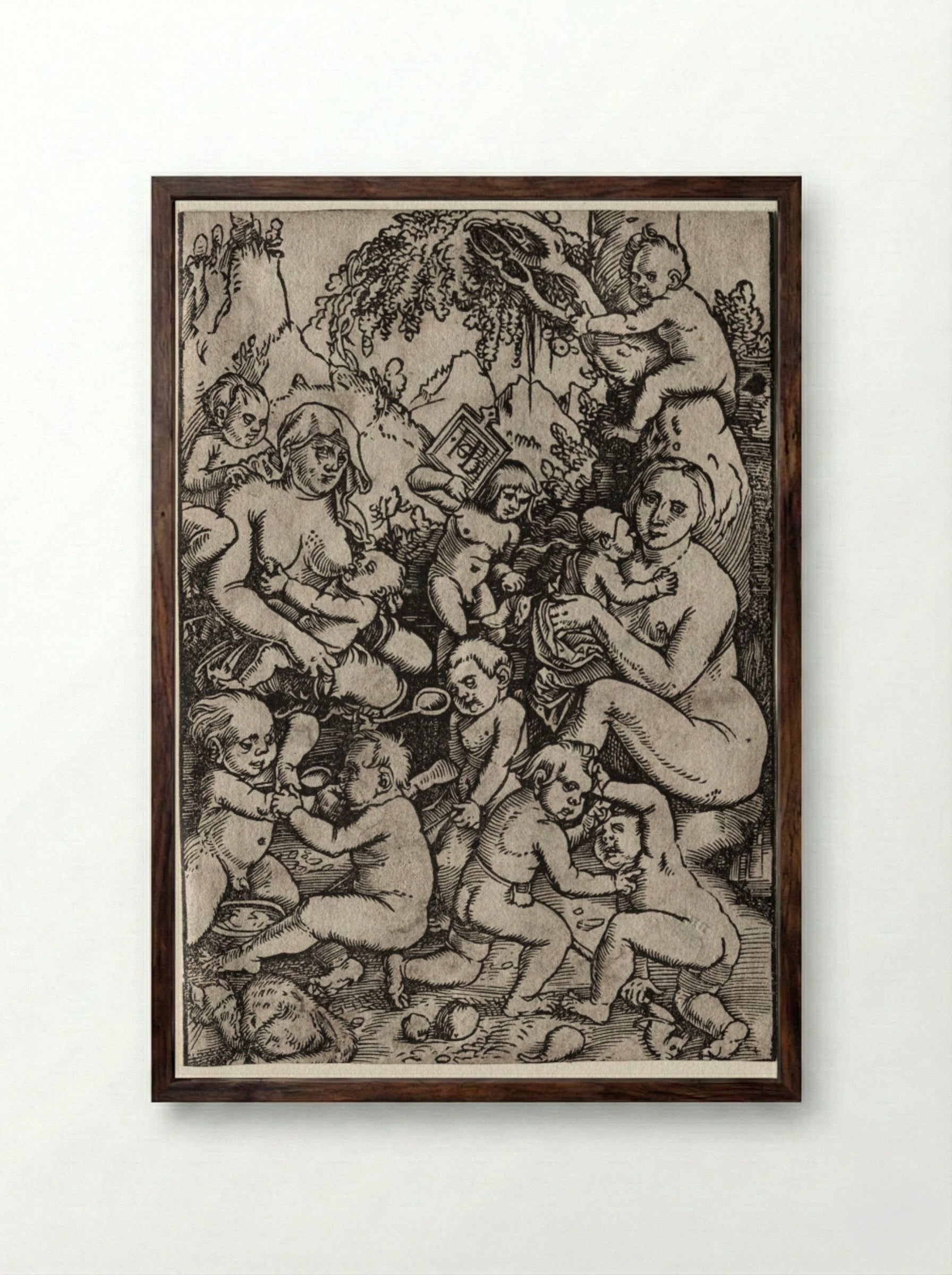 The Two Mothers - Hans Baldung - Framed Print Dark Wood