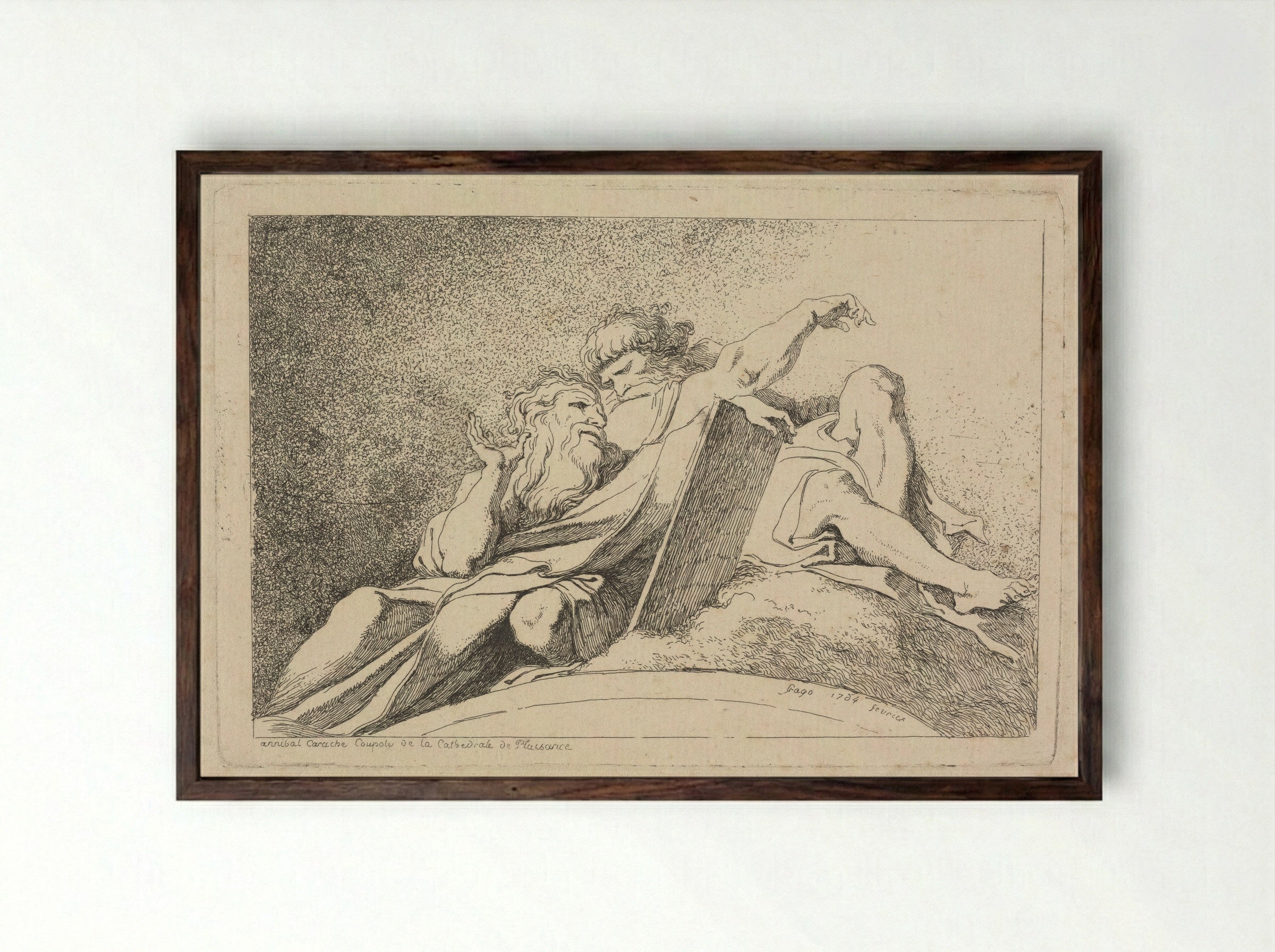 The Two Prophets - Jean-Honoré Fragonard - Framed Print Dark Wood