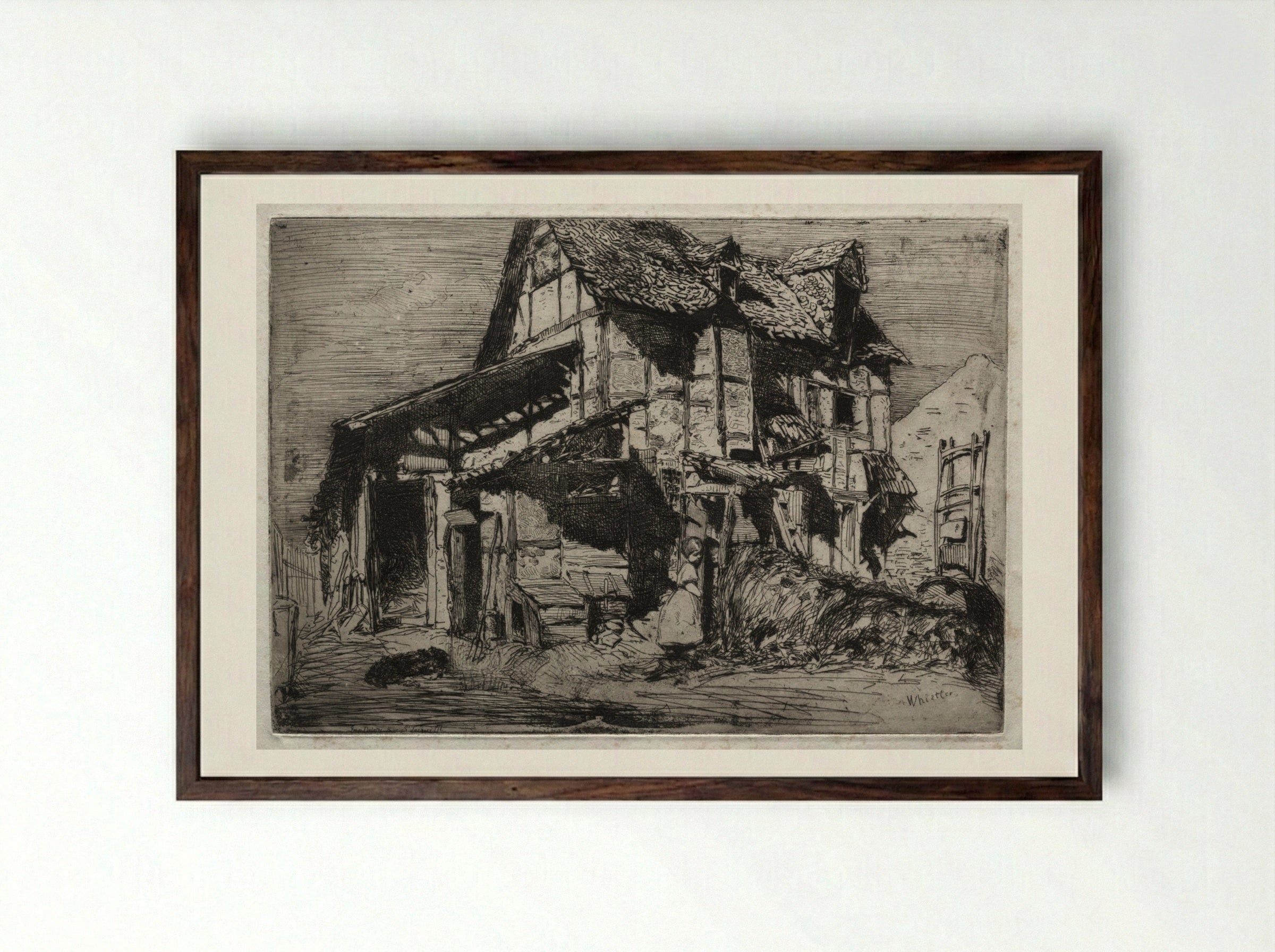 The Unsafe Tenement - James McNeill Whistler - Framed Print Dark Wood