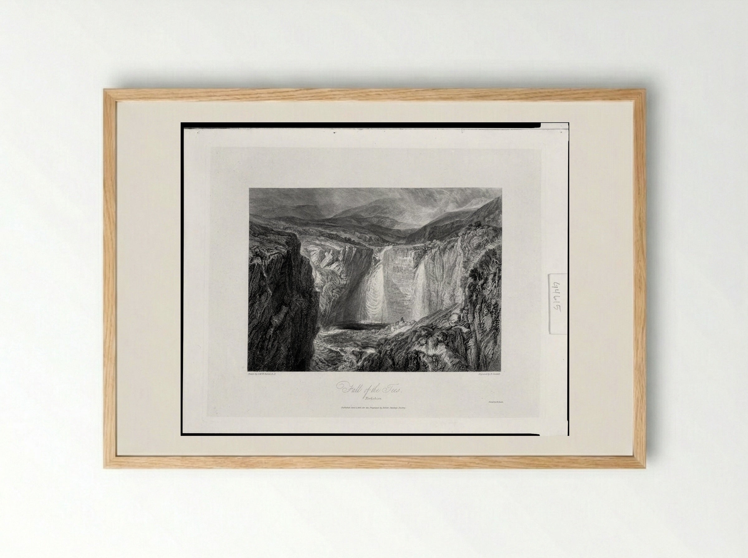 The Upper Falls of the Tees, Yorkshire - Edward Goodall - Framed Print Wood