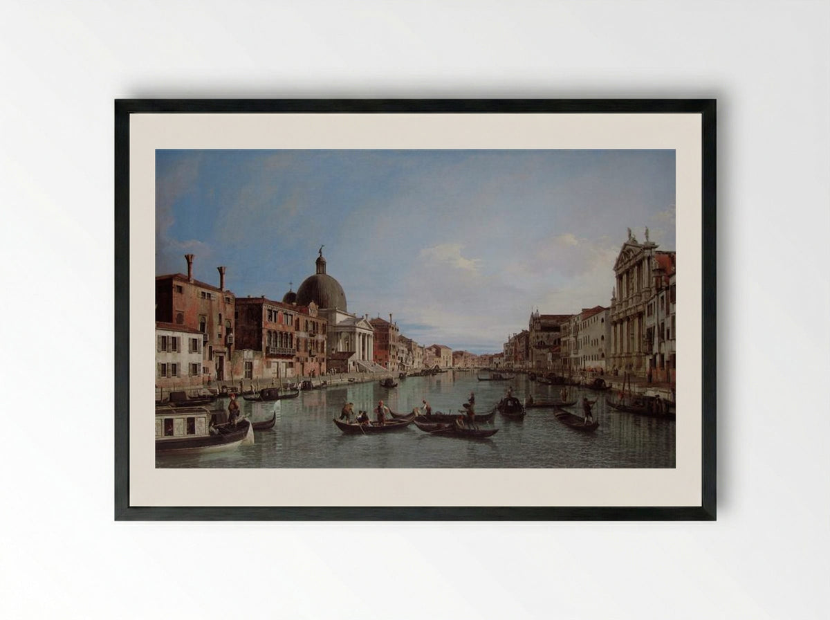 The Upper Reaches of the Grand Canal with S. Simeone Piccolo - Canaletto - Framed Print Black