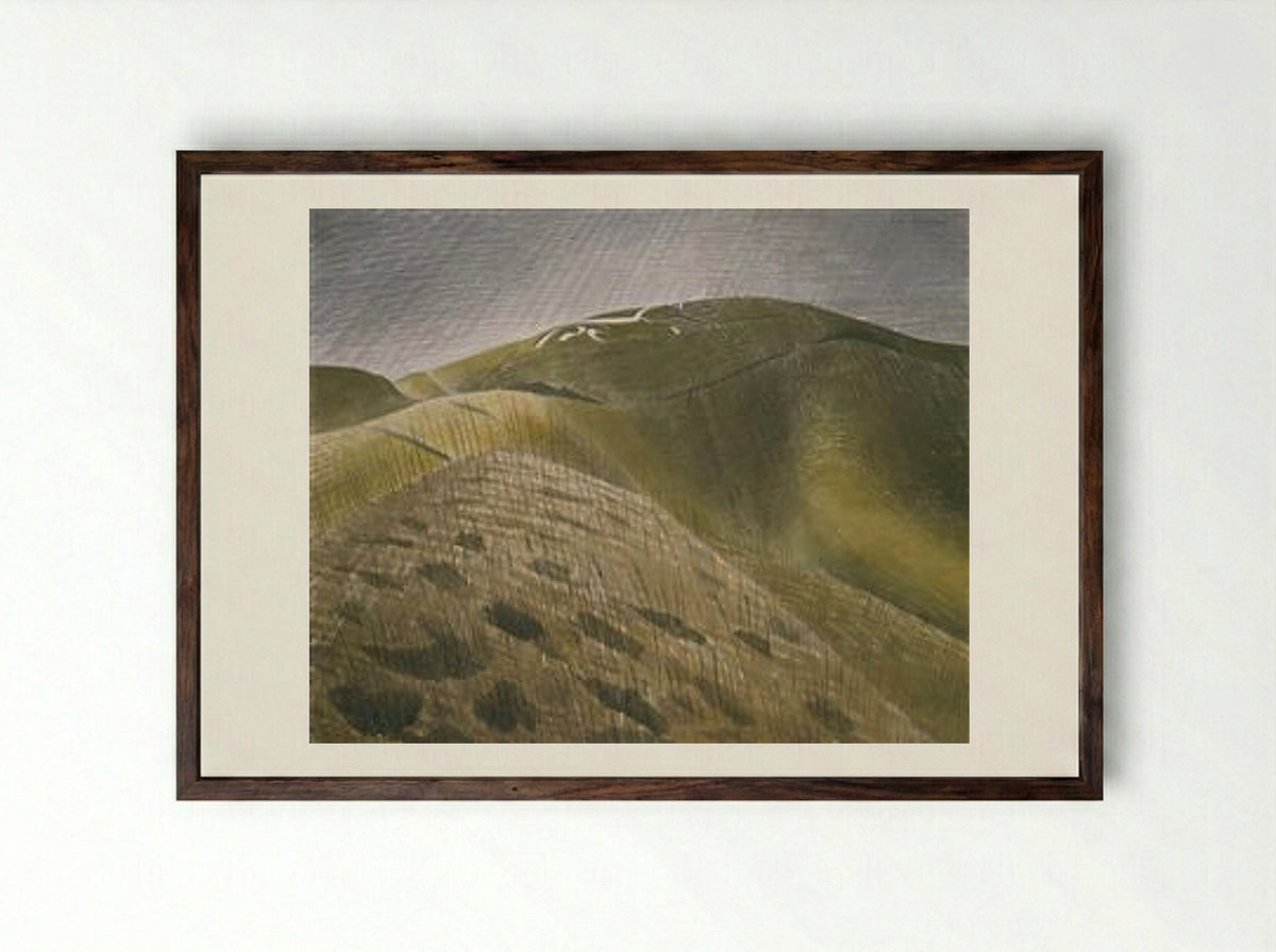 The Vale of the White Horse - Eric Ravilious - Framed Print Dark Wood