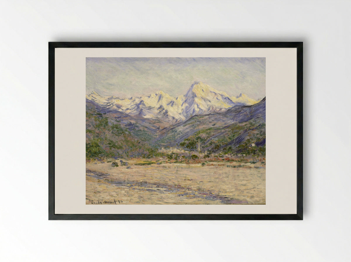 The Valley of the Nervia - Claude Monet - Framed Print Black