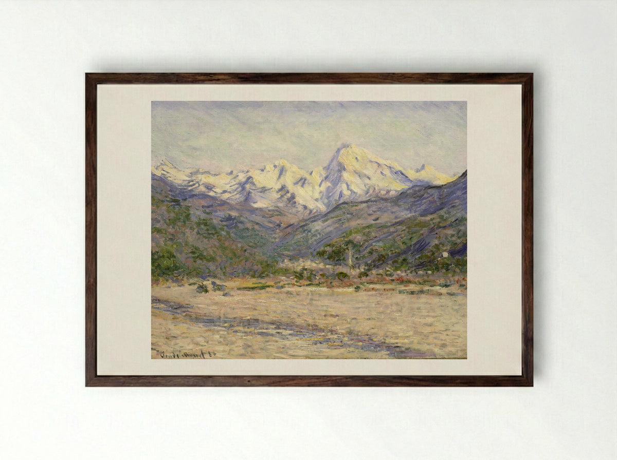 The Valley of the Nervia - Claude Monet - Framed Print Dark Wood