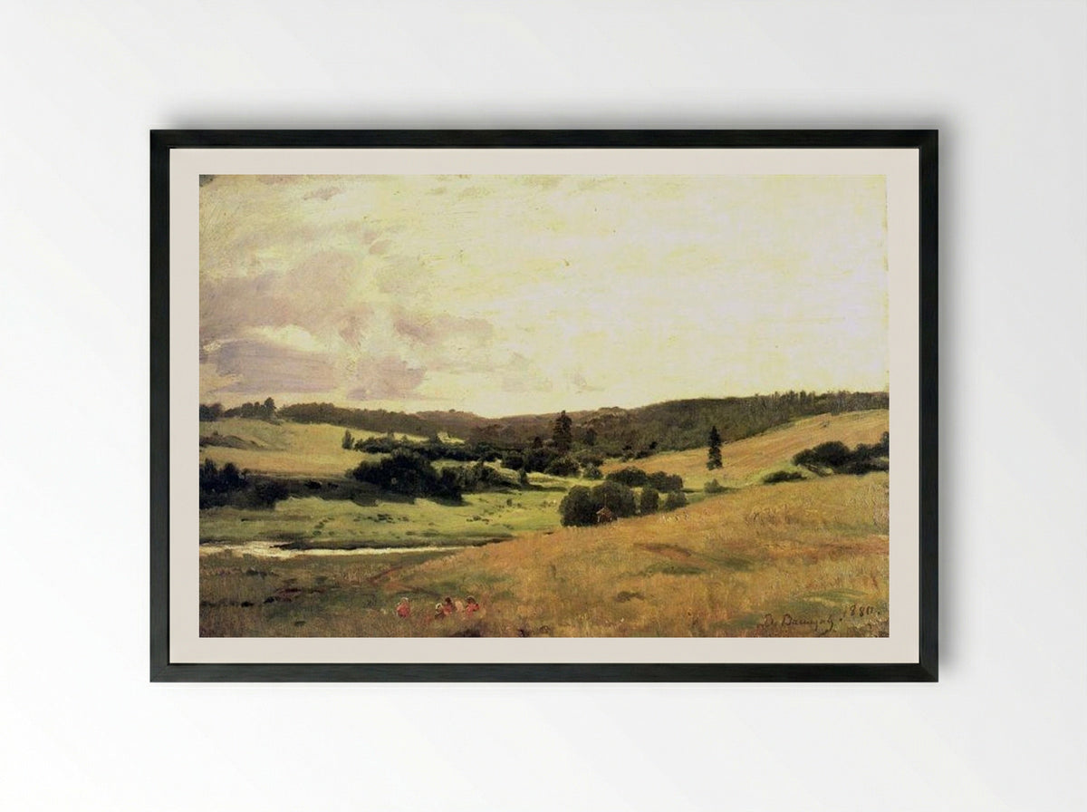 The Valley of the River Near the Village of Vori - Viktor Vasnetsov - Framed Print Black